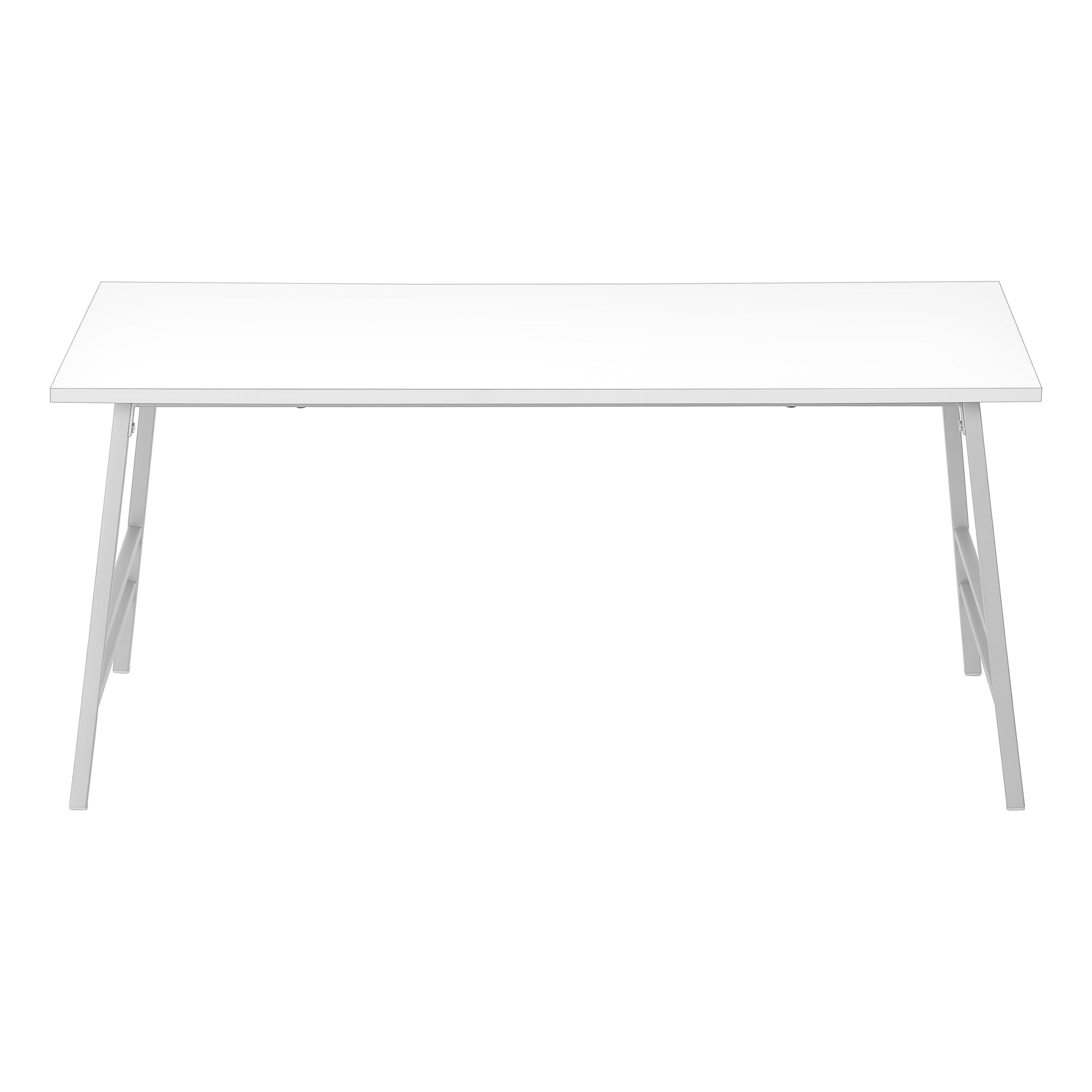 TABLE BASSE - 40"L / BLANC / METAL ARGENT ( Meuble Mtl )
