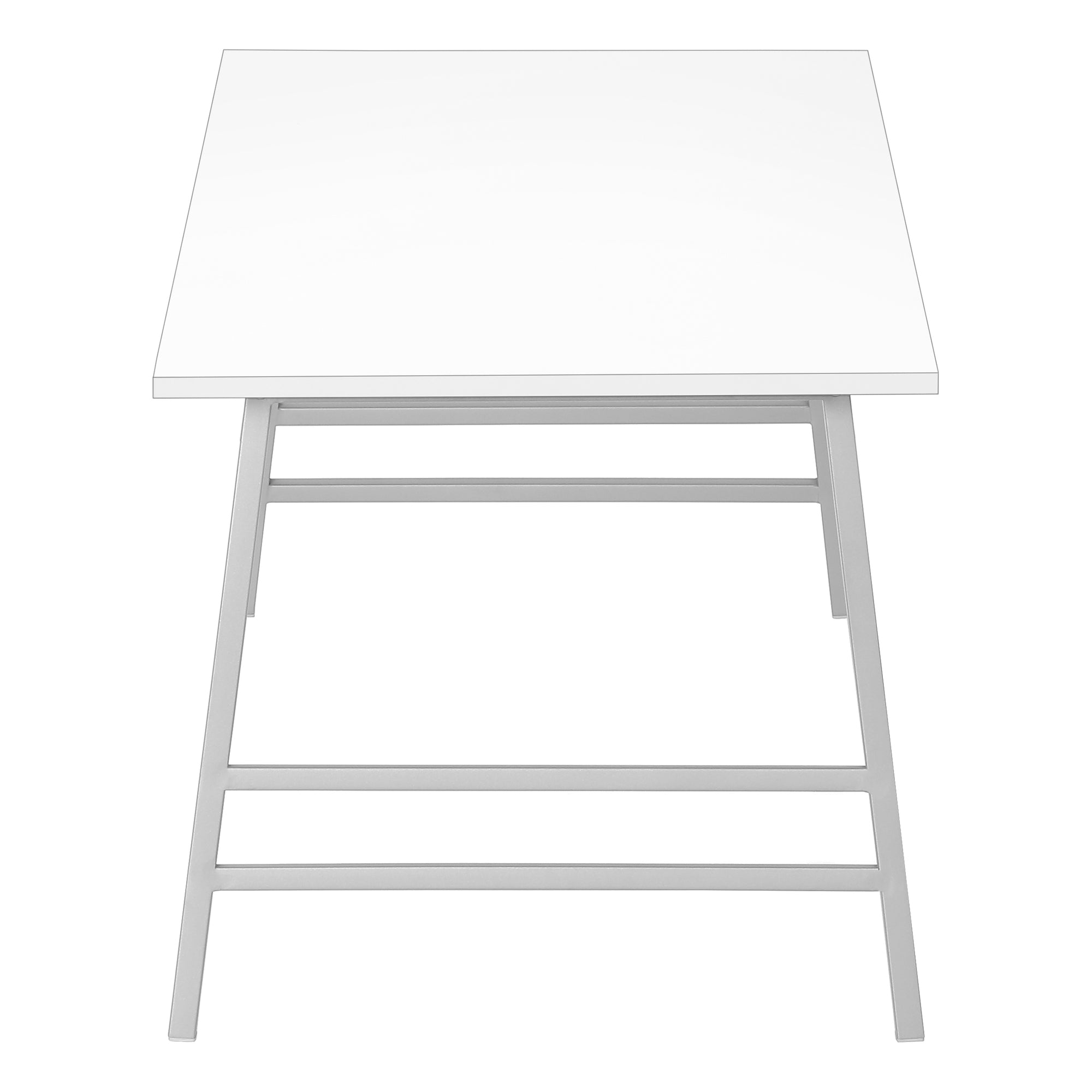 TABLE BASSE - 40"L / BLANC / METAL ARGENT ( Meuble Mtl )