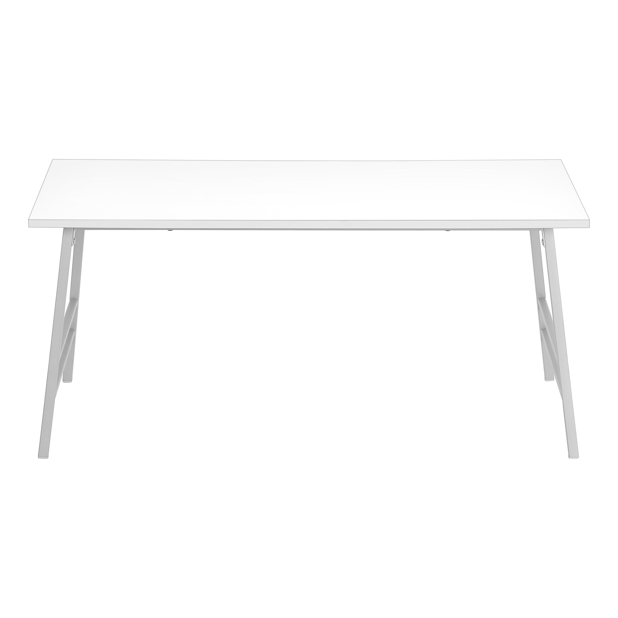 TABLE BASSE - 40"L / BLANC / METAL ARGENT ( Meuble Mtl )