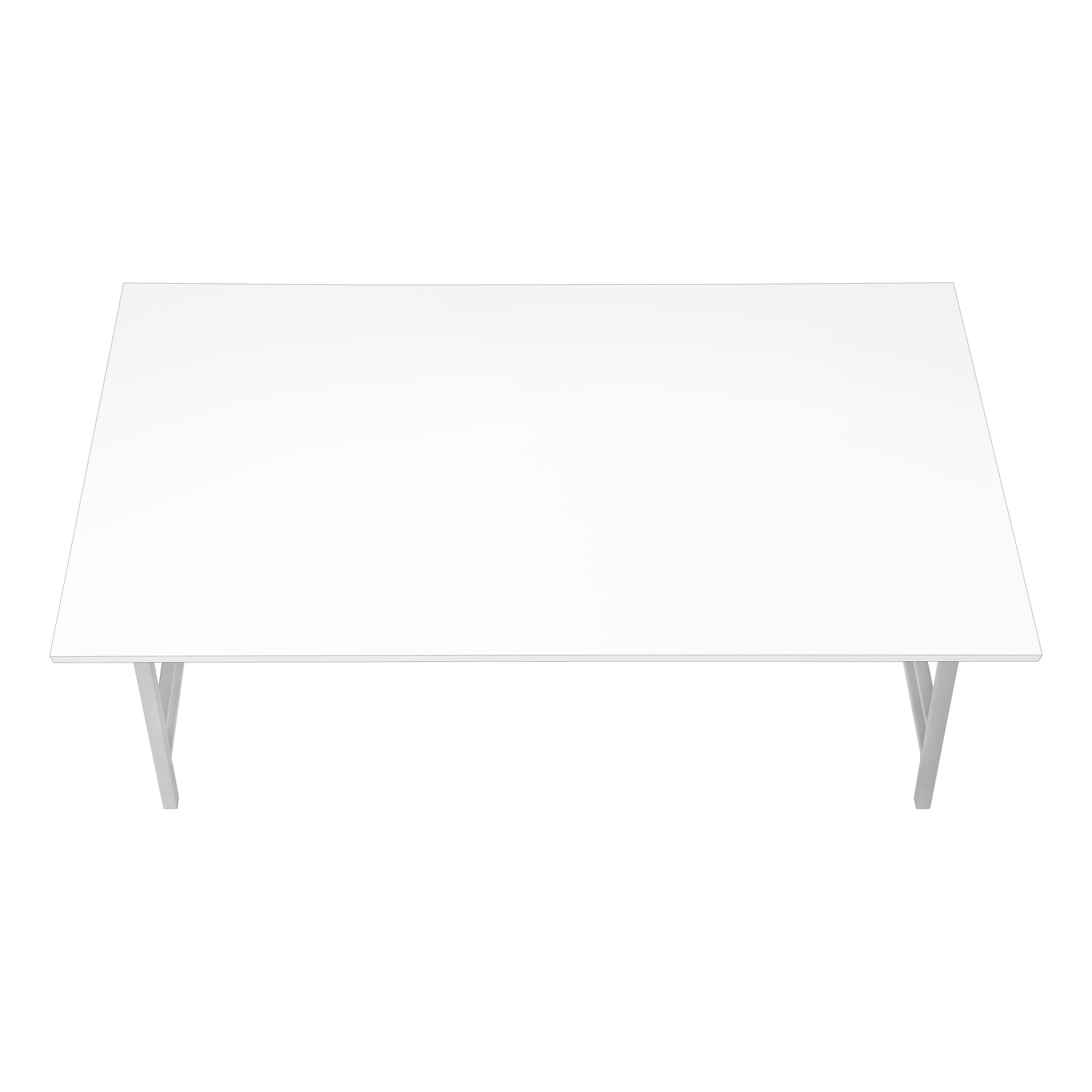 TABLE BASSE - 40"L / BLANC / METAL ARGENT ( Meuble Mtl )