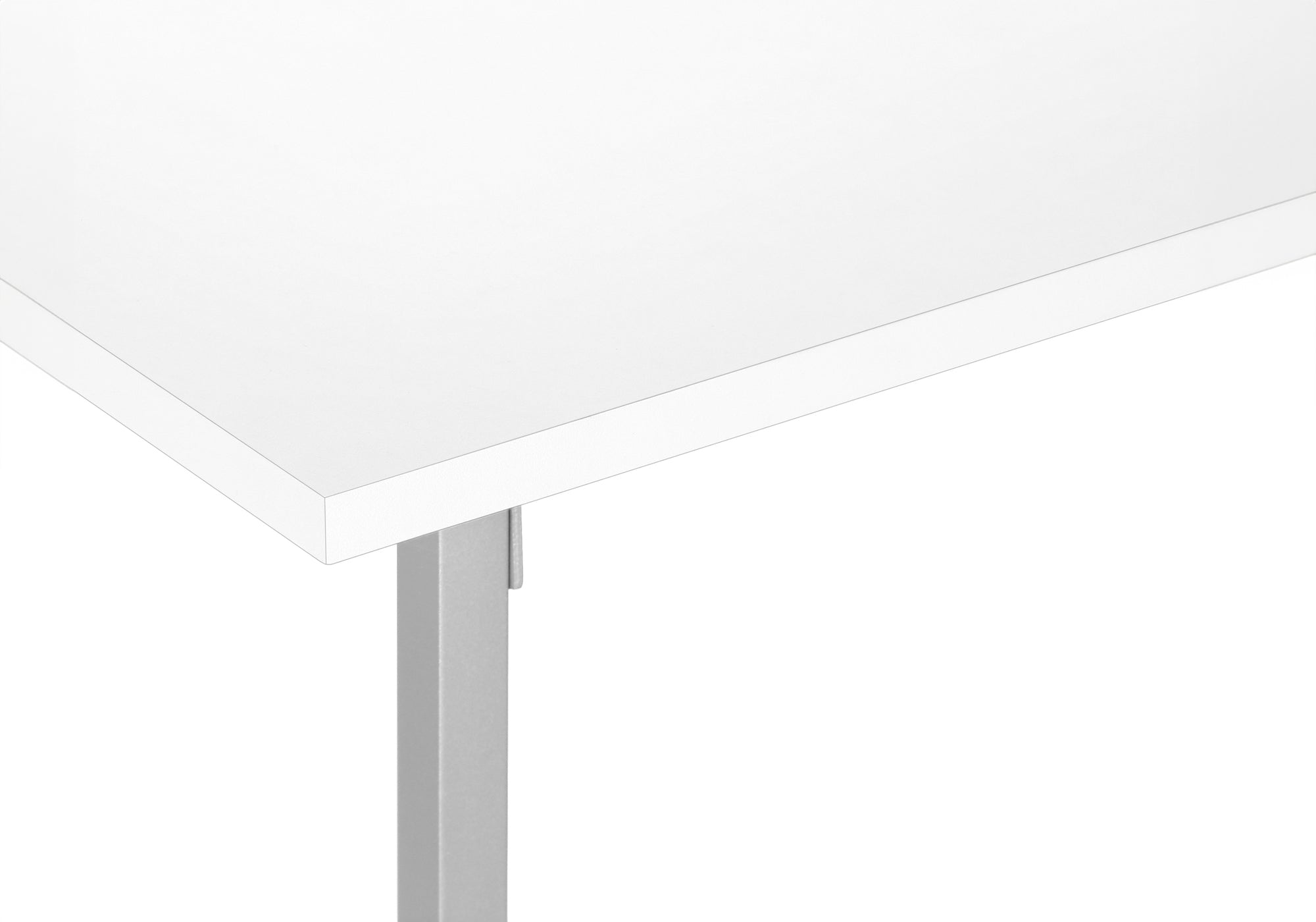 TABLE BASSE - 40"L / BLANC / METAL ARGENT ( Meuble Mtl )