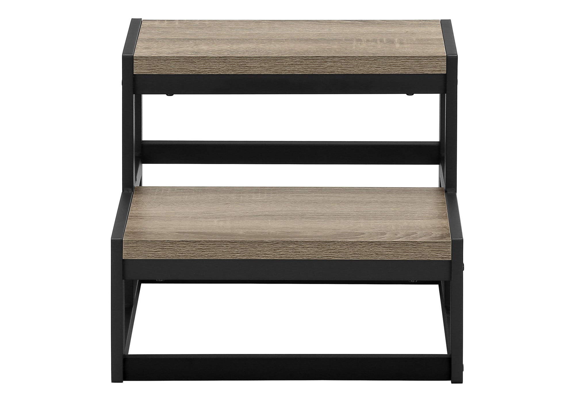 ÉCHELLE - TABOURET 2 MARCHES / TAUPE FONCÉ / MÉTAL NOIR