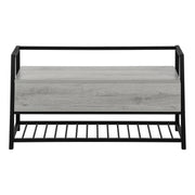 BANC - 42"L / RANGEMENT GRIS / METAL NOIR ( Meuble Mtl )
