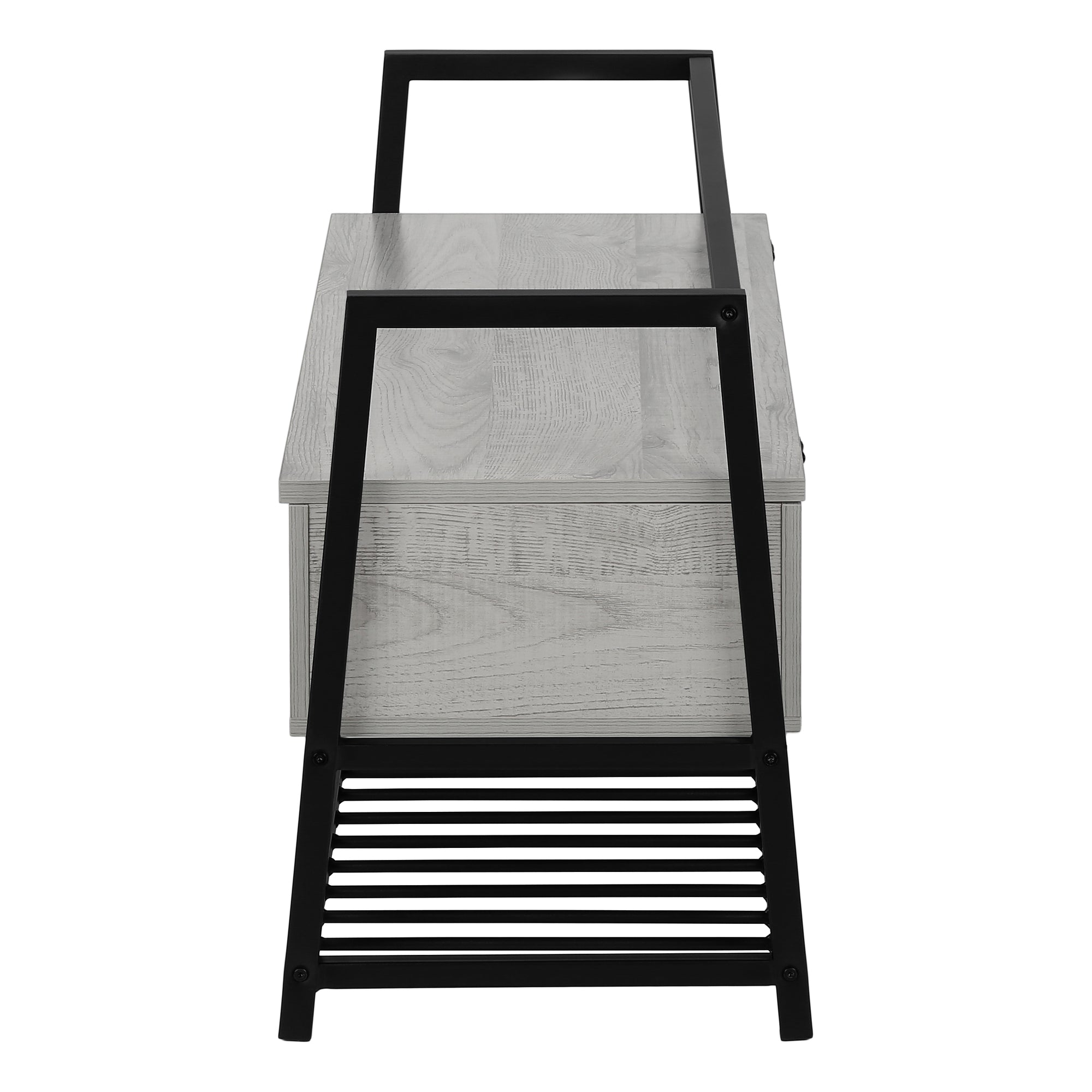 BANC - 42"L / RANGEMENT GRIS / METAL NOIR ( Meuble Mtl )