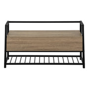 BANC - 42"L / RANGEMENT TAUPE FONCÉ / METAL NOIR ( Meuble Mtl )