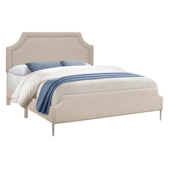LIT - QUEEN SIZE / LIN BEIGE AVEC PIEDS EN MÉTAL CHROME