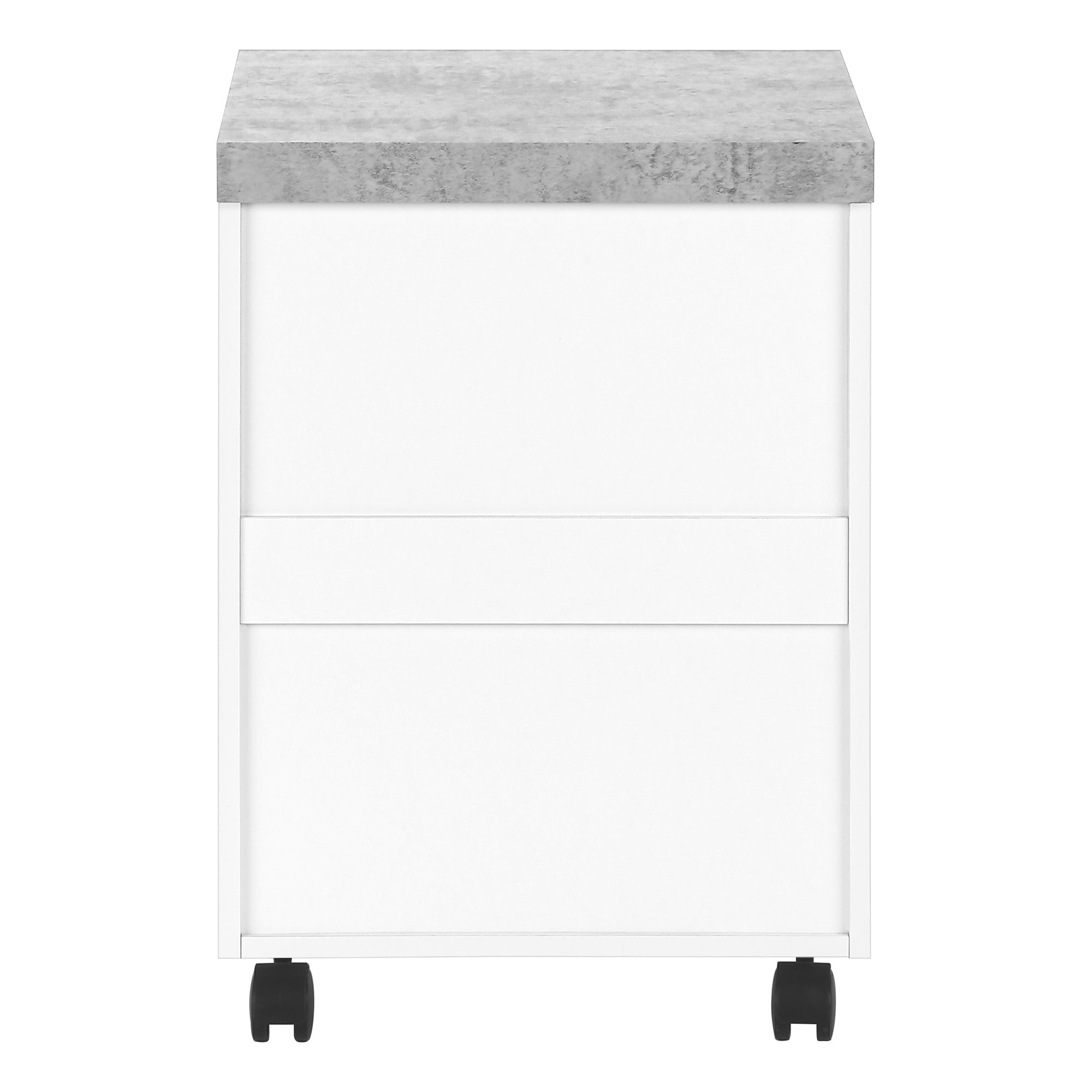 CLASSEUR - 3 TIROIRS / BLANC / ASPECT CIMENT SUR ROULETTE ( Meuble Mtl )