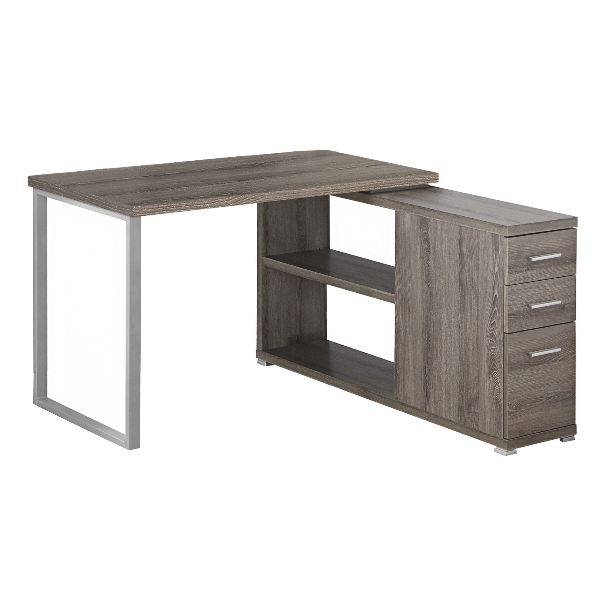 BUREAU D'ORDINATEUR - COIN DROIT OU GAUCHE TAUPE FONCÉ ( Meuble Mtl )