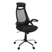 CHAISE DE BUREAU - MESH NOIRE / DOSSIER HAUT CHROME EXECUTIVE ( Meuble Mtl )