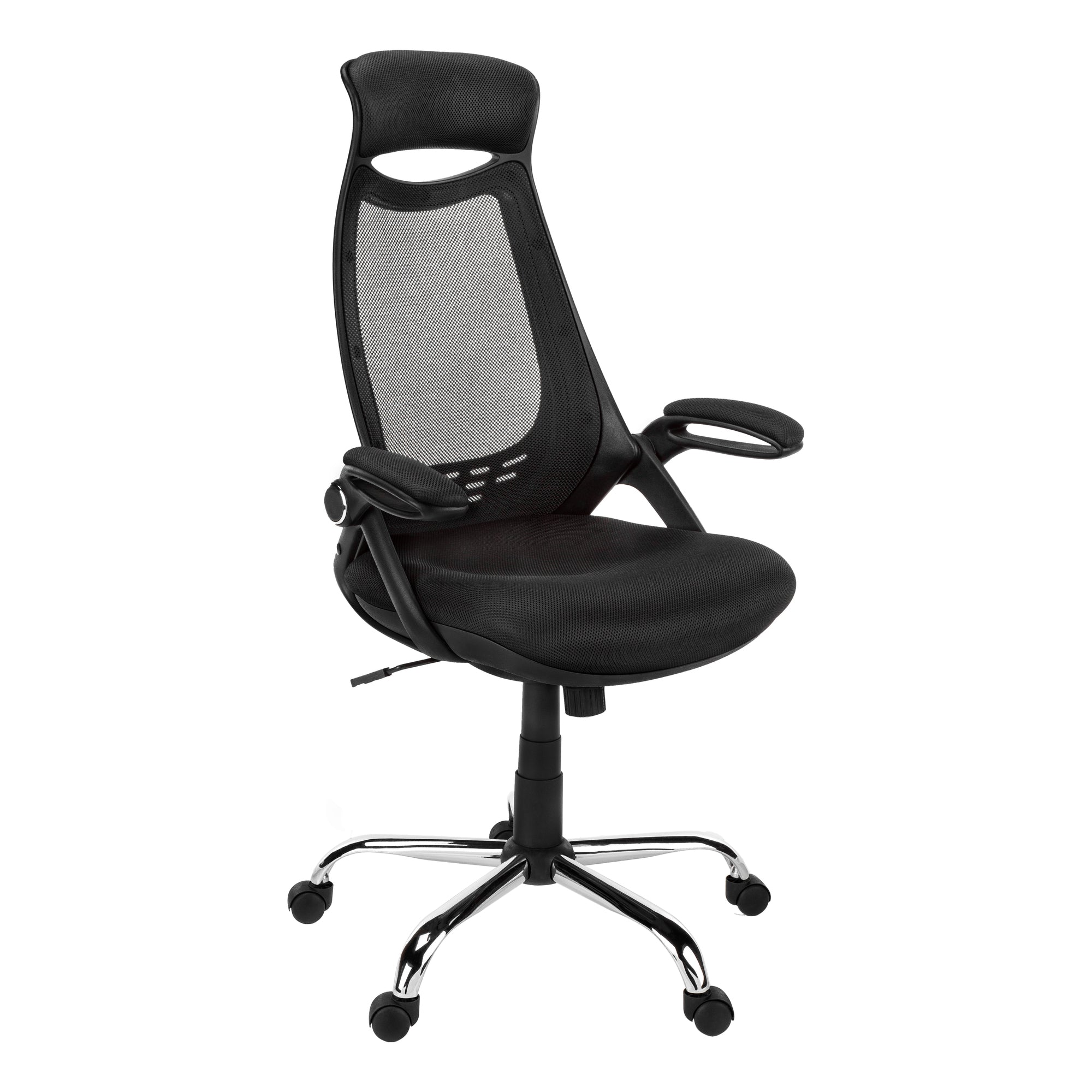 CHAISE DE BUREAU - MESH NOIRE / DOSSIER HAUT CHROME EXECUTIVE ( Meuble Mtl )