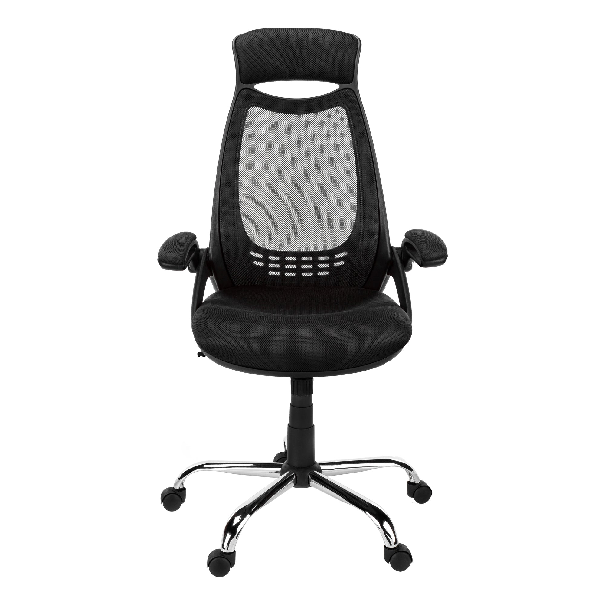 CHAISE DE BUREAU - MESH NOIRE / DOSSIER HAUT CHROME EXECUTIVE ( Meuble Mtl )