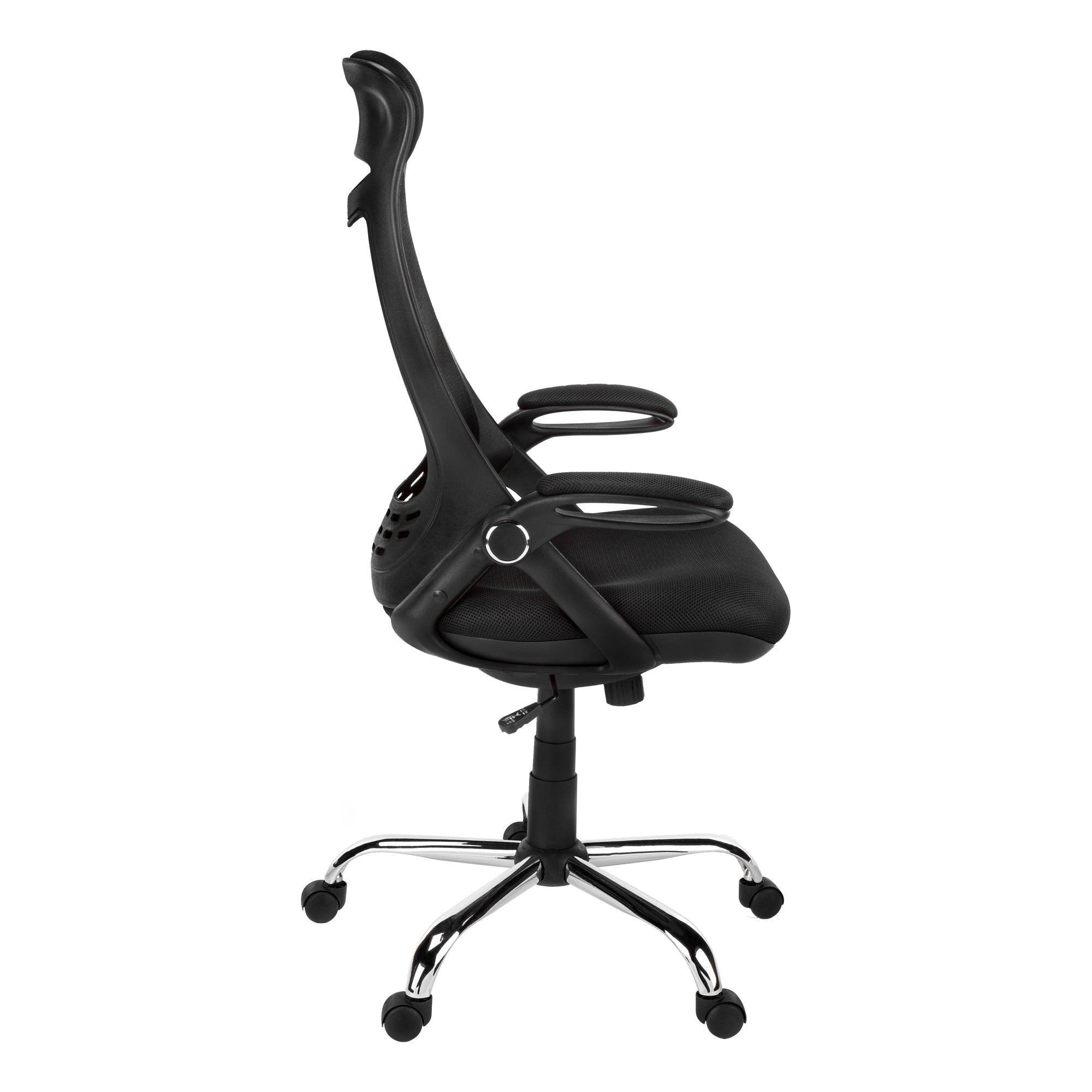 CHAISE DE BUREAU - MESH NOIRE / DOSSIER HAUT CHROME EXECUTIVE ( Meuble Mtl )