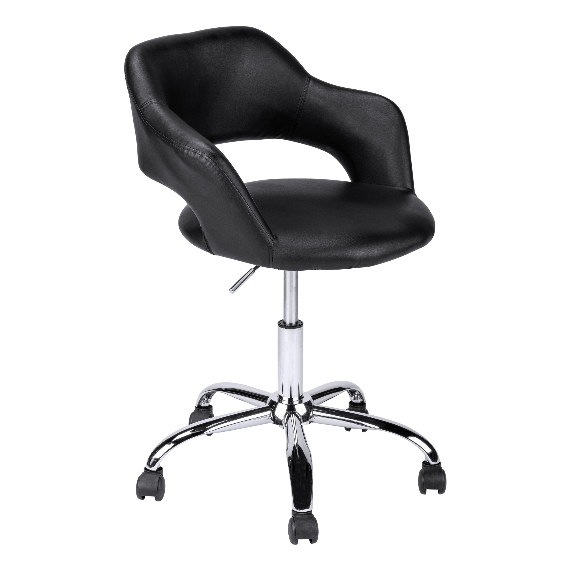 CHAISE DE BUREAU - PIETEMENT LEVANT HYDRAULIQUE NOIR / MÉTAL CHROMÉ ( Meuble Mtl )