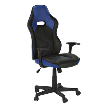 CHAISE DE BUREAU - GAMING / NOIR / SIMILI-CUIR BLEU ( Meuble Mtl ) 