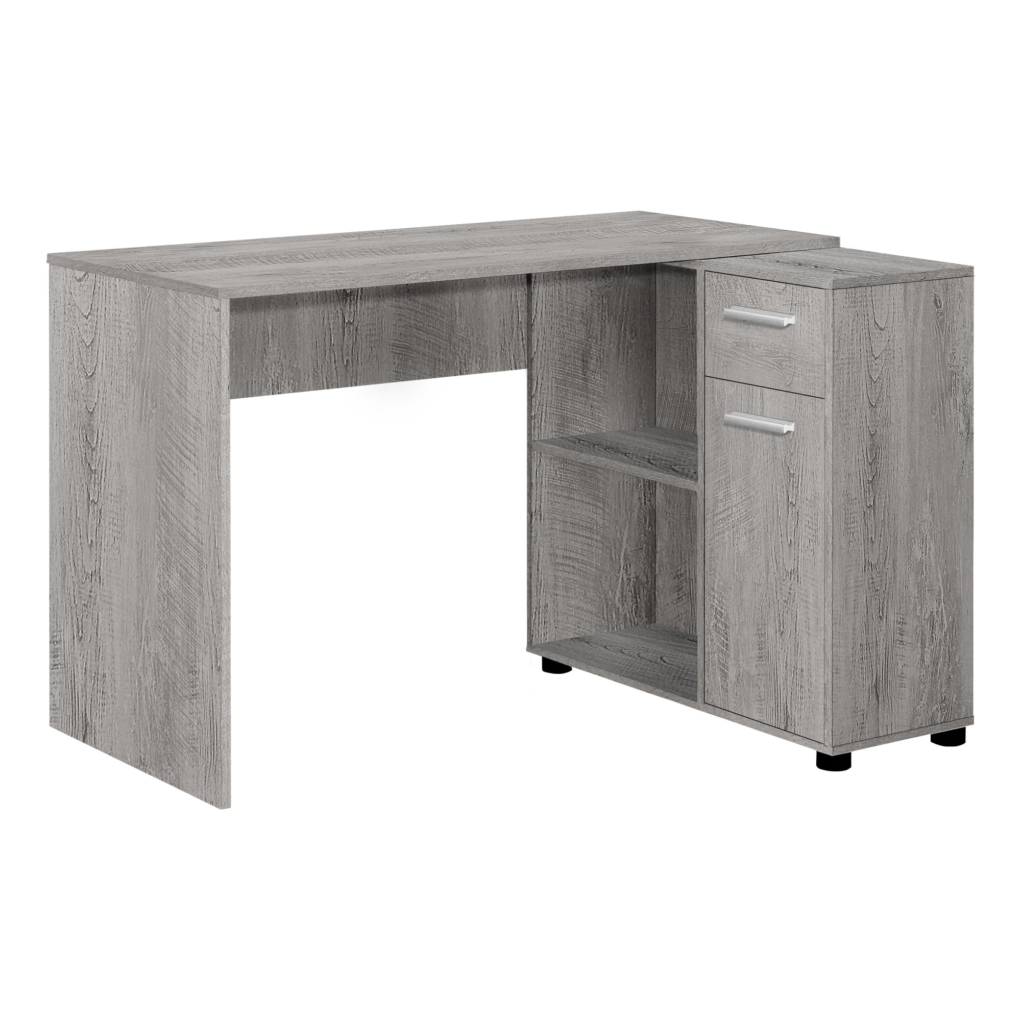 BUREAU D'ORDINATEUR - 46"L / GRIS INDUSTRIEL / ARMOIRE DE RANGEMENT ( Meuble Mtl )