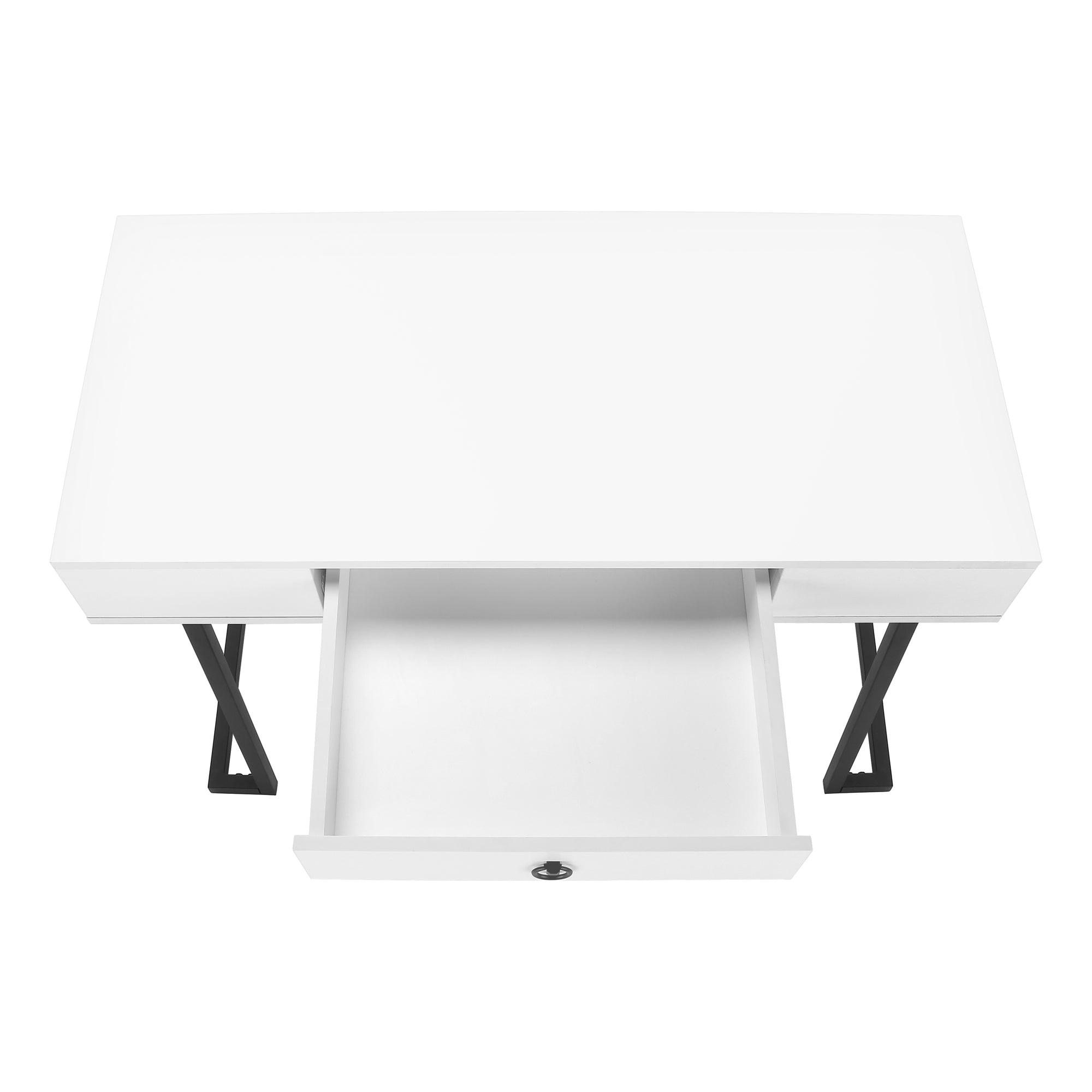 BUREAU D'ORDINATEUR - 42"L / BLANC / METAL NOIR