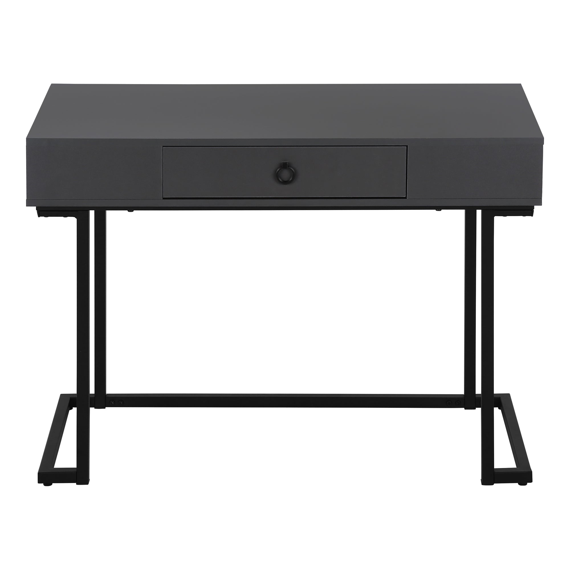 BUREAU D'ORDINATEUR - 42"L / GRIS MODERNE / METAL NOIR ( Meuble Mtl )