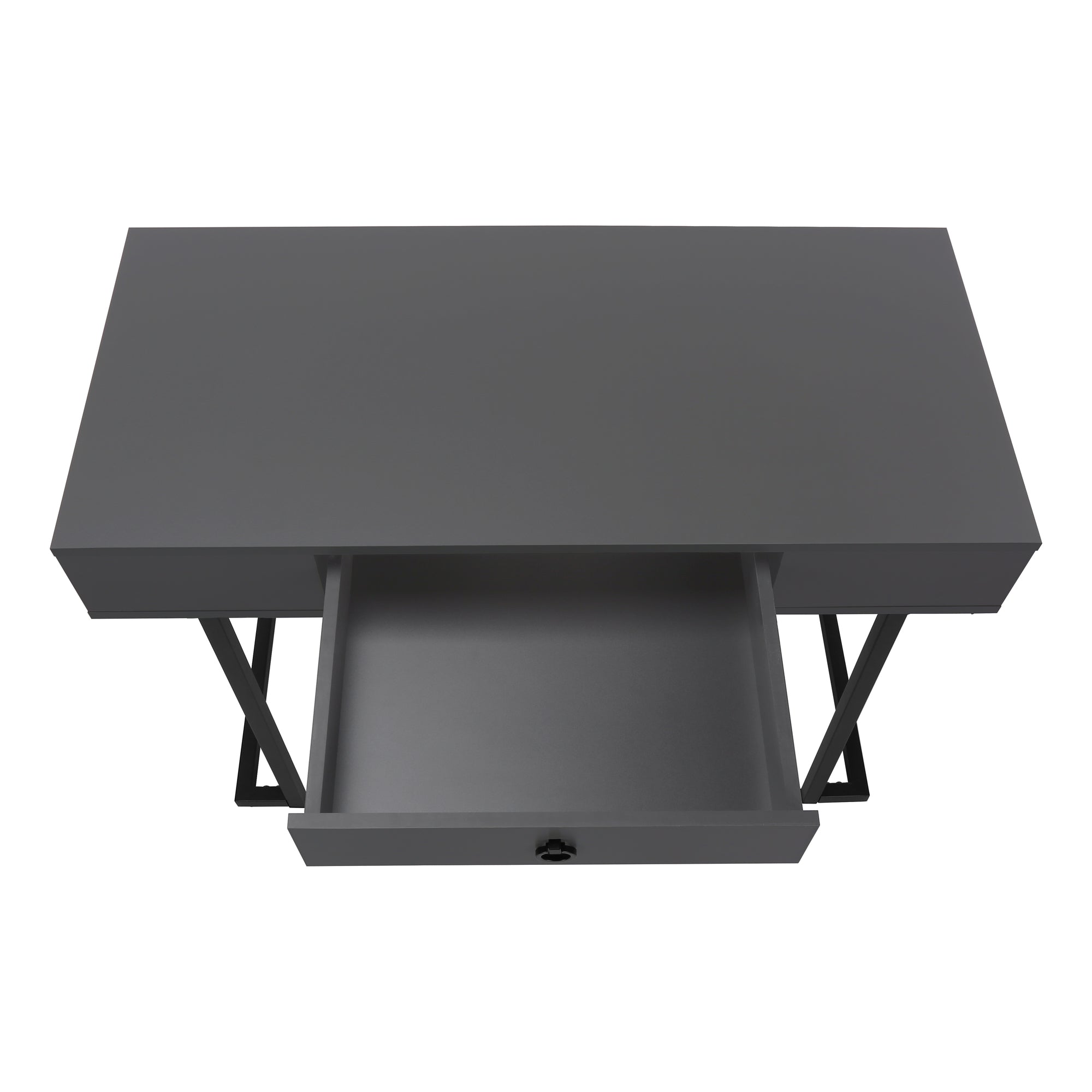 BUREAU D'ORDINATEUR - 42"L / GRIS MODERNE / METAL NOIR ( Meuble Mtl )