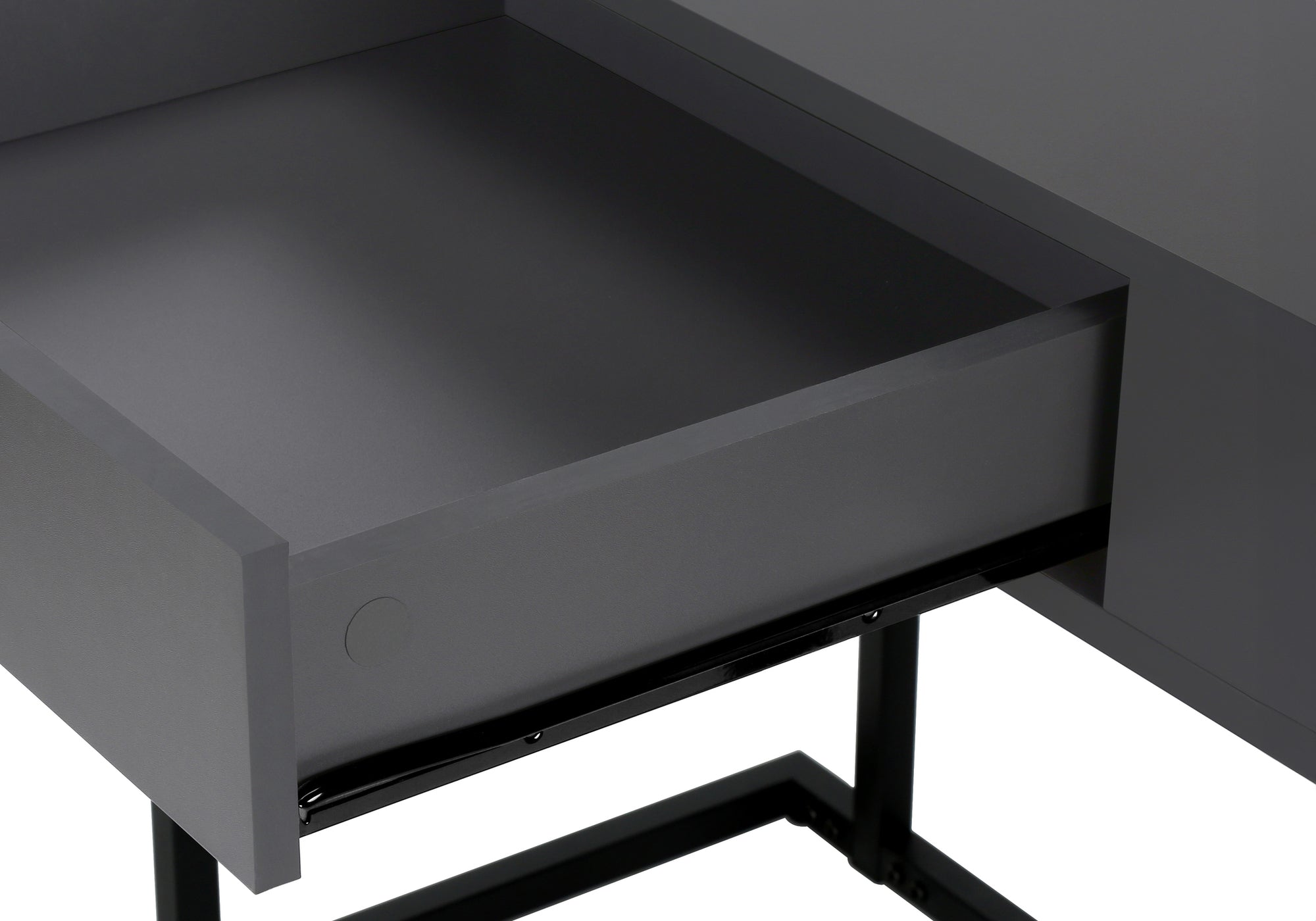 BUREAU D'ORDINATEUR - 42"L / GRIS MODERNE / METAL NOIR ( Meuble Mtl )