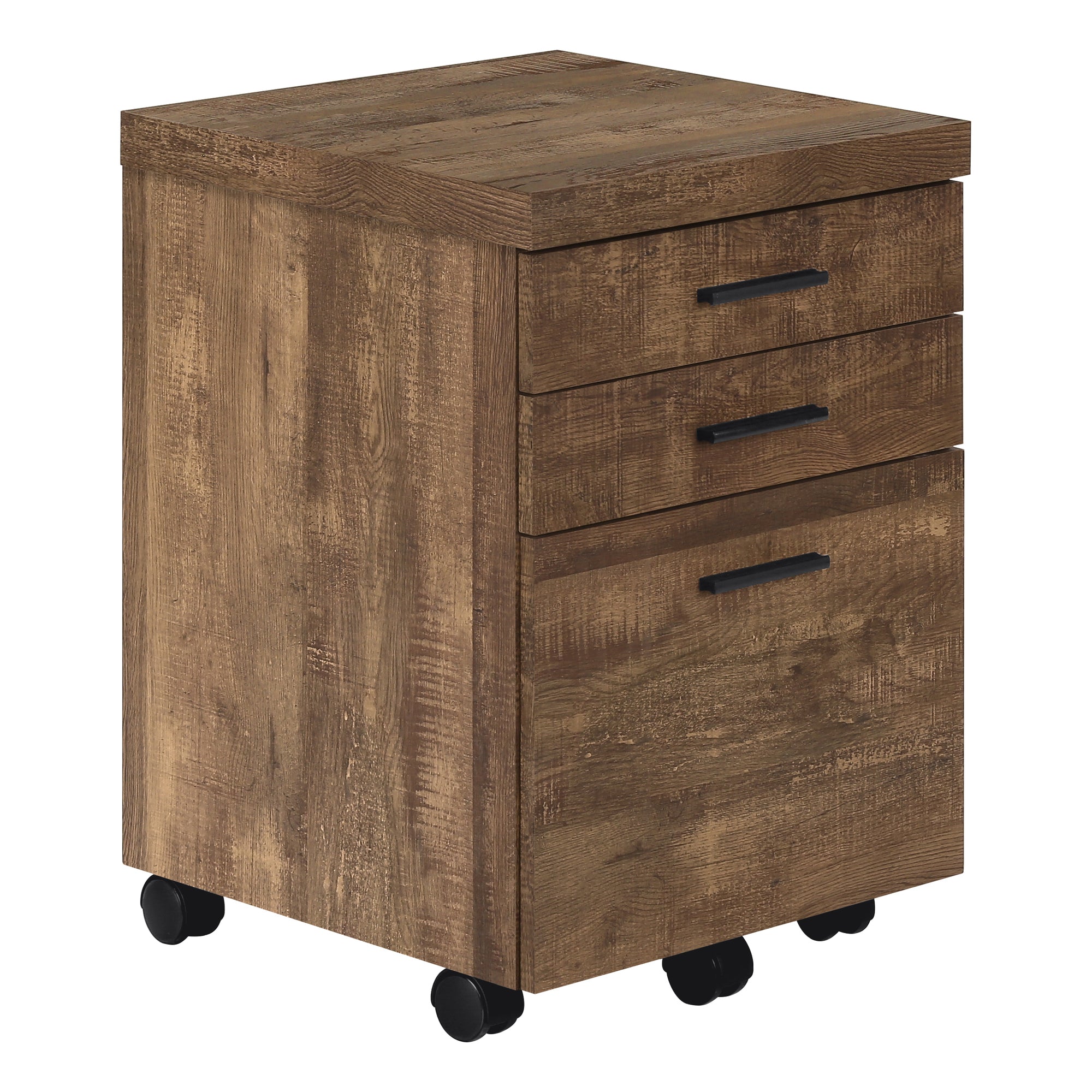 CLASSEUR - 3 TIROIRS / BOIS DE RÉCUPÉRATION MARRON / ROULETTES  ( Meuble Mtl )