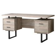 BUREAU D'ORDINATEUR - 60"L / BOIS DE RÉCUPÉRATION TAUPE / MÉTAL NOIR ( Meuble Mtl )