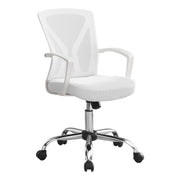CHAISE DE BUREAU - BLANCHE / PIETEMENT CHROME SUR ROULETTES ( Meuble Mtl ) 