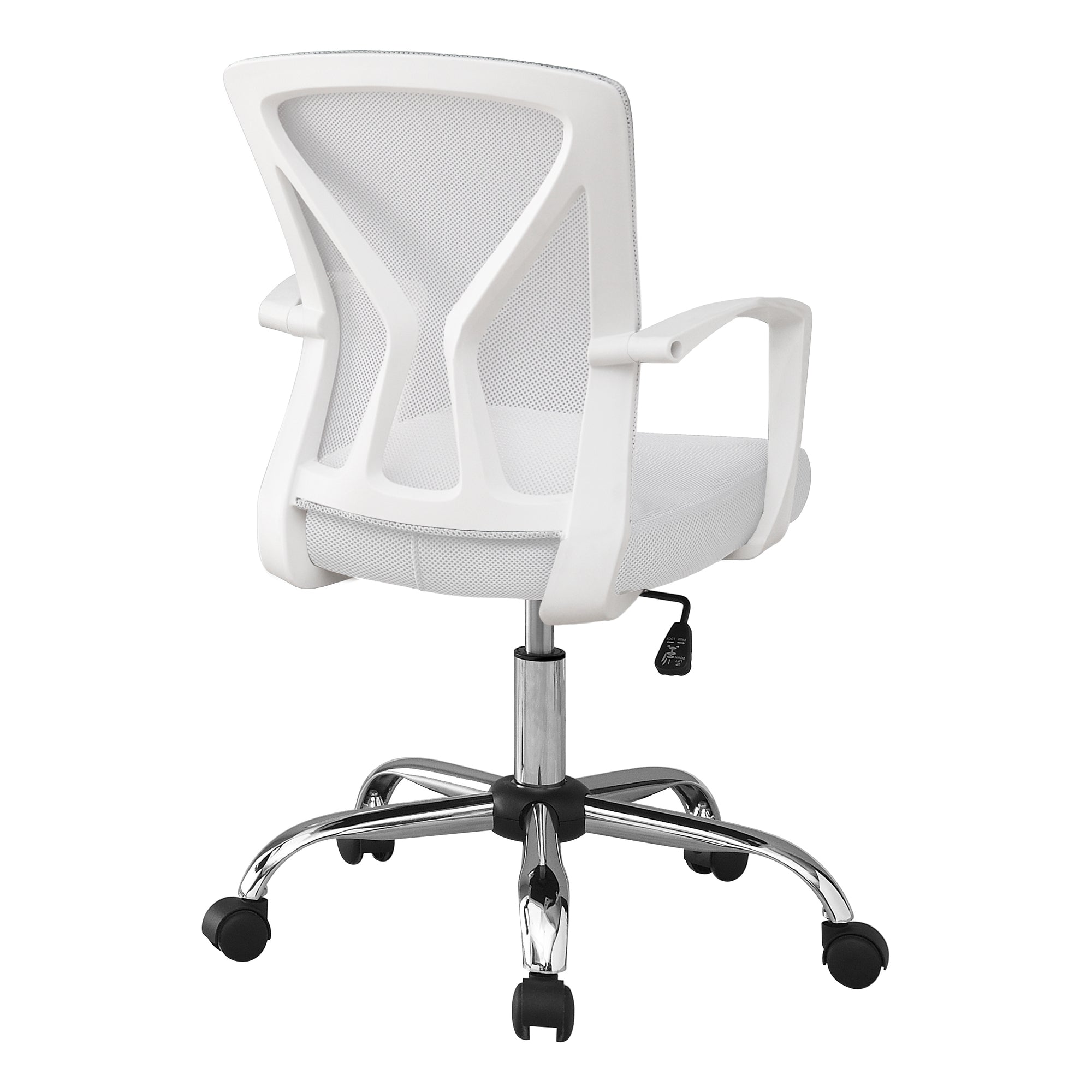 CHAISE DE BUREAU - BLANCHE / PIETEMENT CHROME SUR ROULETTES ( Meuble Mtl ) 
