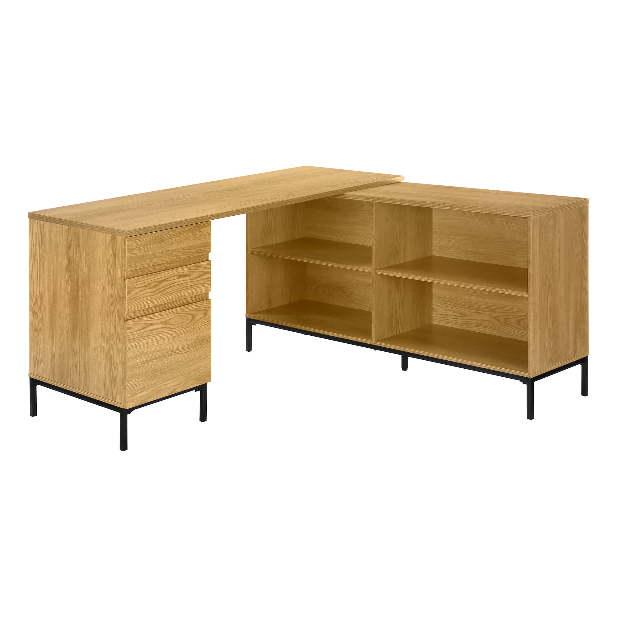 BUREAU D'ORDINATEUR - 60"L / COIN EN L CHÊNE CLAIR ( Meuble Mtl )