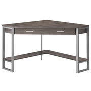 BUREAU D'ORDINATEUR - 42"L / COIN TAUPE FONCÉ / METAL ARGENT ( Meuble Mtl )