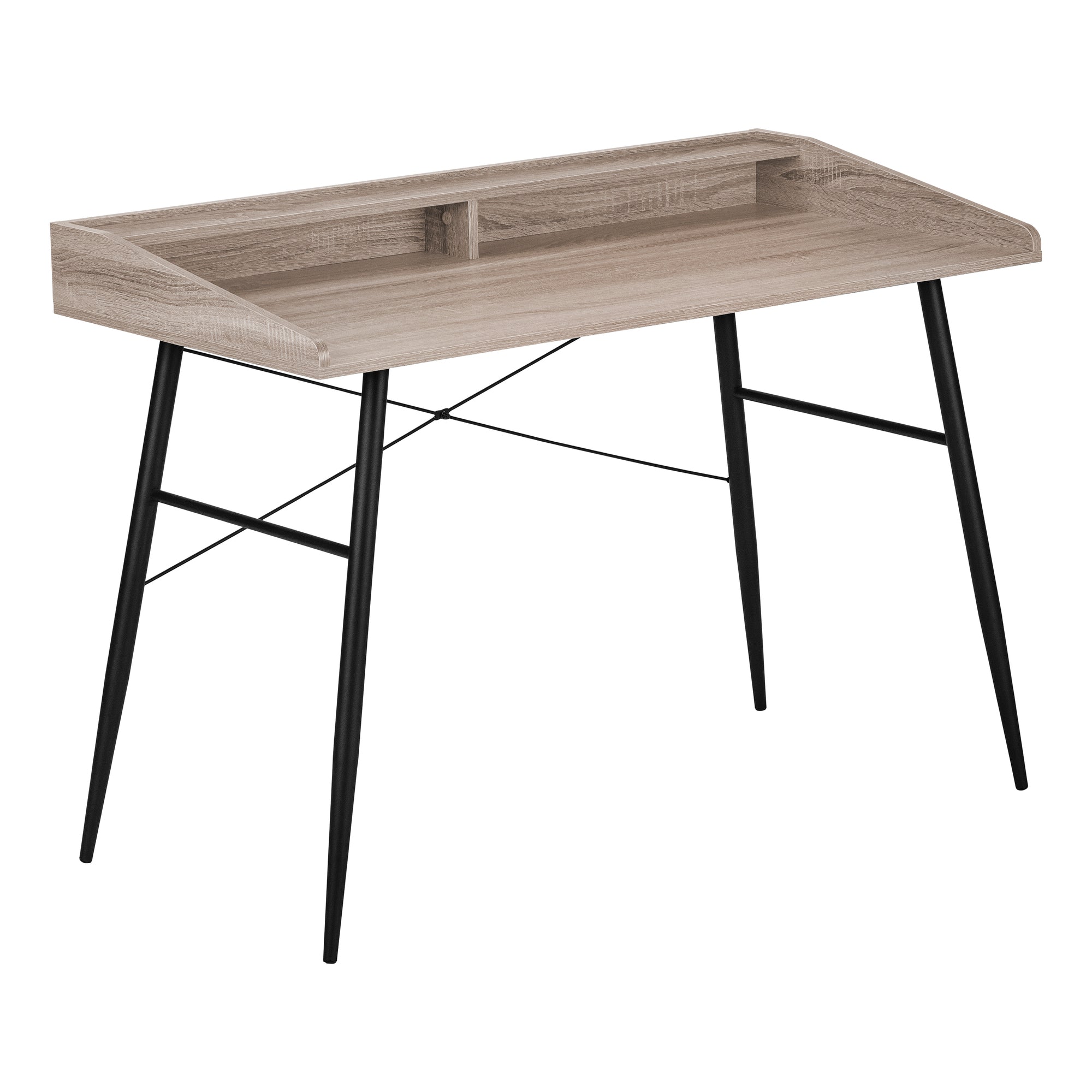 BUREAU D'ORDINATEUR - 48"L / TAUPE FONCE / METAL NOIR ( Meuble Mtl )