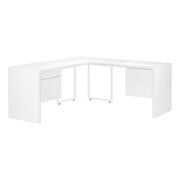 BUREAU D'ORDINATEUR - 72"L / BLANC TRÈS BRILLANT GAUCHE/DROIT FACE ( Meuble Mtl ) 