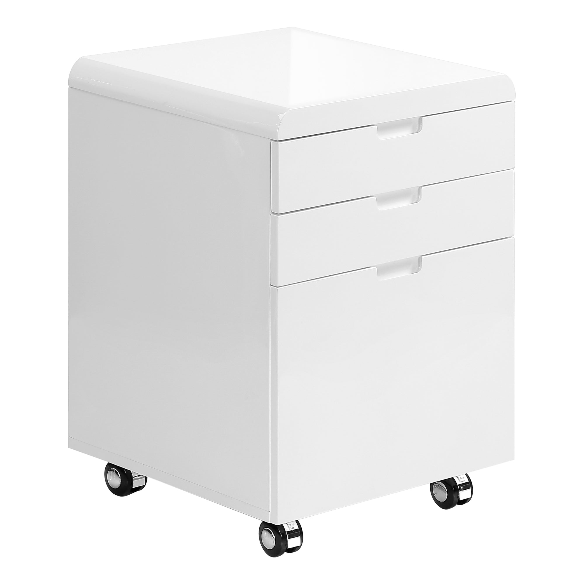 CLASSEUR - 3 TIROIRS / BLANC BRILLANT / ROULETTES ( Meuble Mtl )