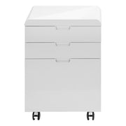 CLASSEUR - 3 TIROIRS / BLANC BRILLANT / ROULETTES ( Meuble Mtl )