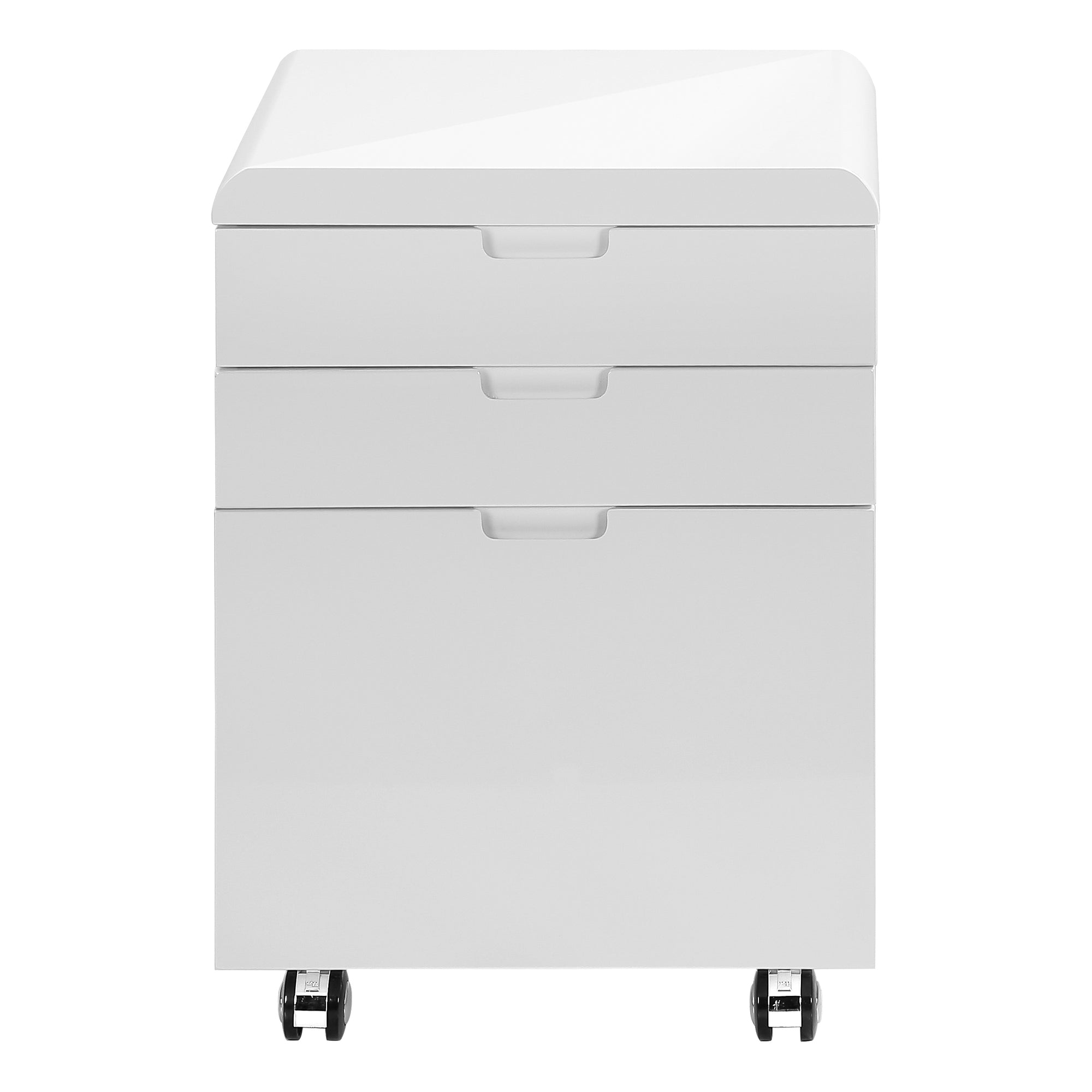 CLASSEUR - 3 TIROIRS / BLANC BRILLANT / ROULETTES ( Meuble Mtl )