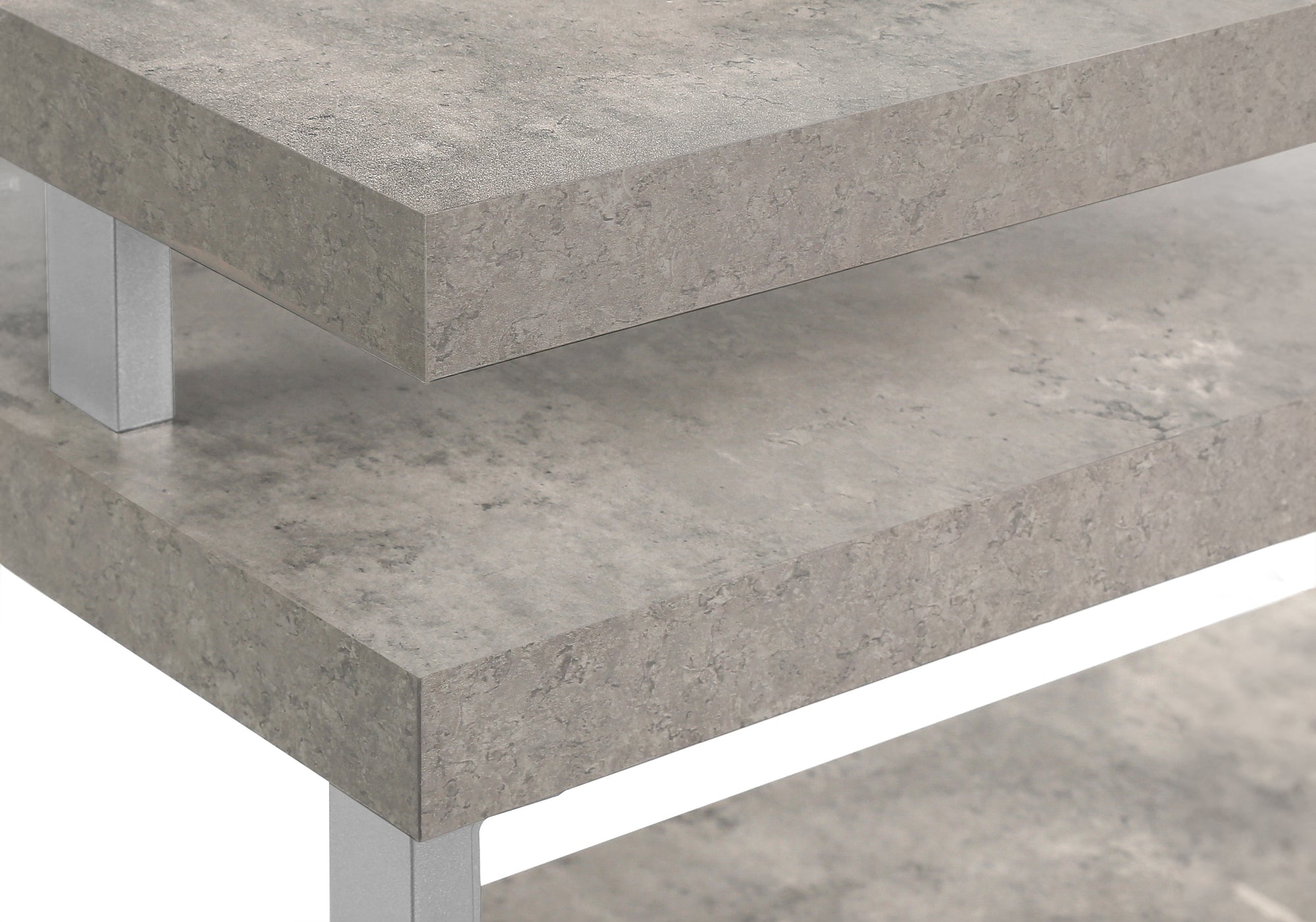 BUREAU D'ORDINATEUR - 60"L / BÉTON / COIN G/D METAL ARGENT ( Meuble Mtl )