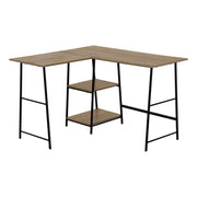 BUREAU D'ORDINATEUR - 48"L / DESSUS TAUPE FONCE / COIN METAL NOIR  ( Meuble Mtl )