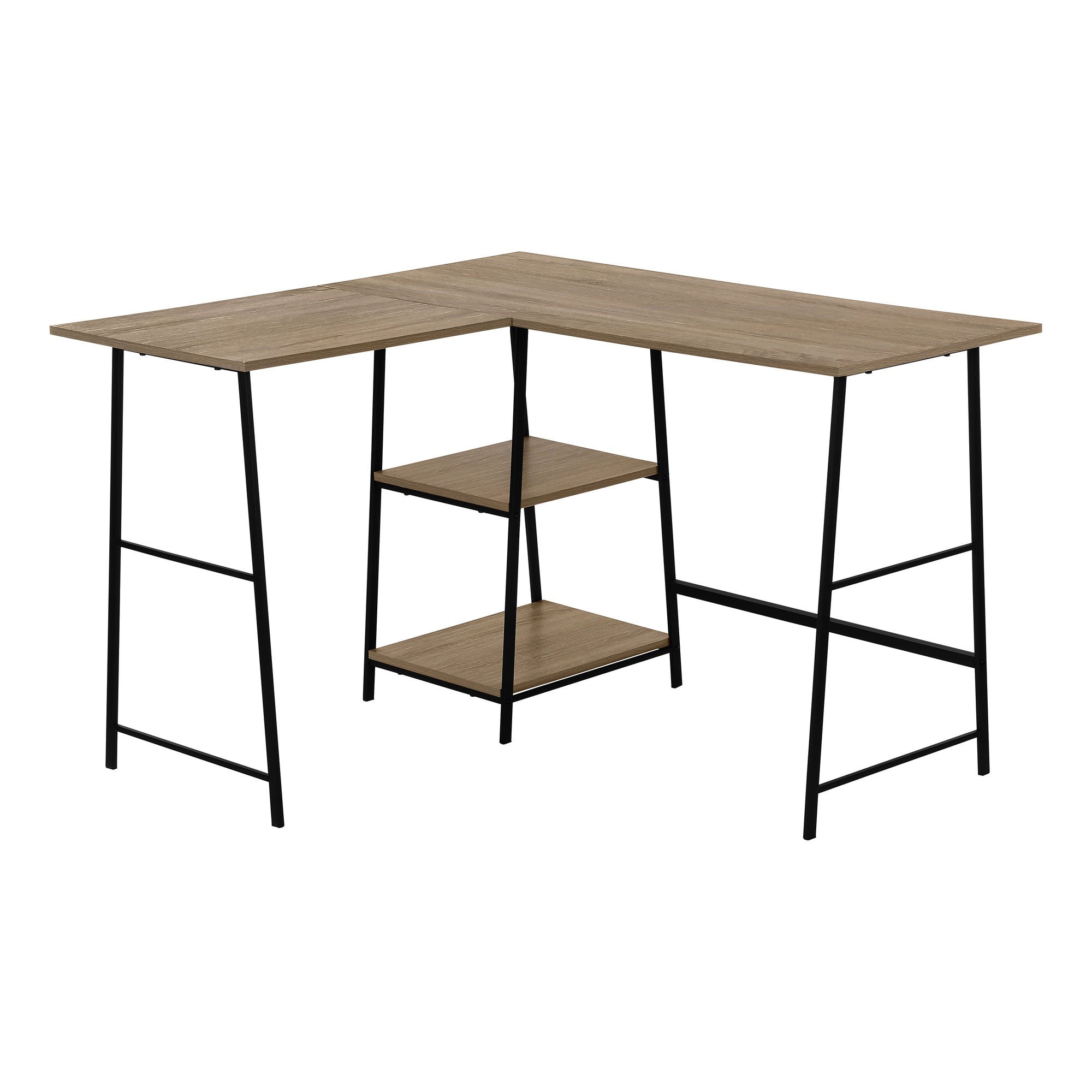 BUREAU D'ORDINATEUR - 48"L / DESSUS TAUPE FONCE / COIN METAL NOIR  ( Meuble Mtl )