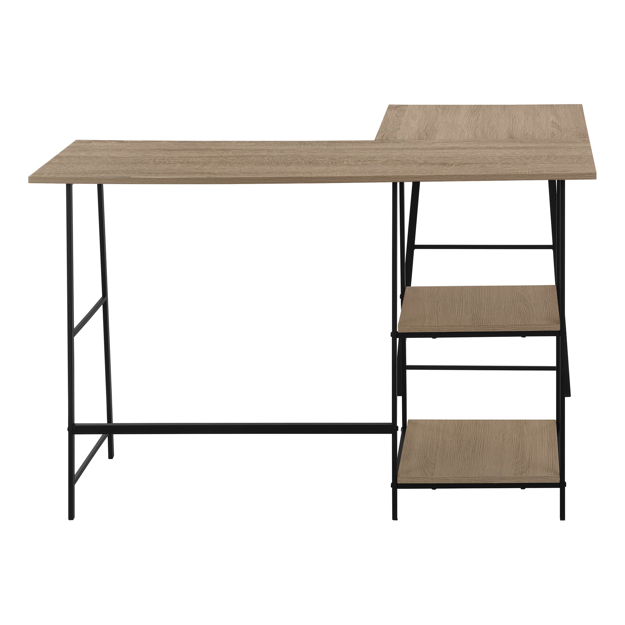 BUREAU D'ORDINATEUR - 48"L / DESSUS TAUPE FONCE / COIN METAL NOIR  ( Meuble Mtl )