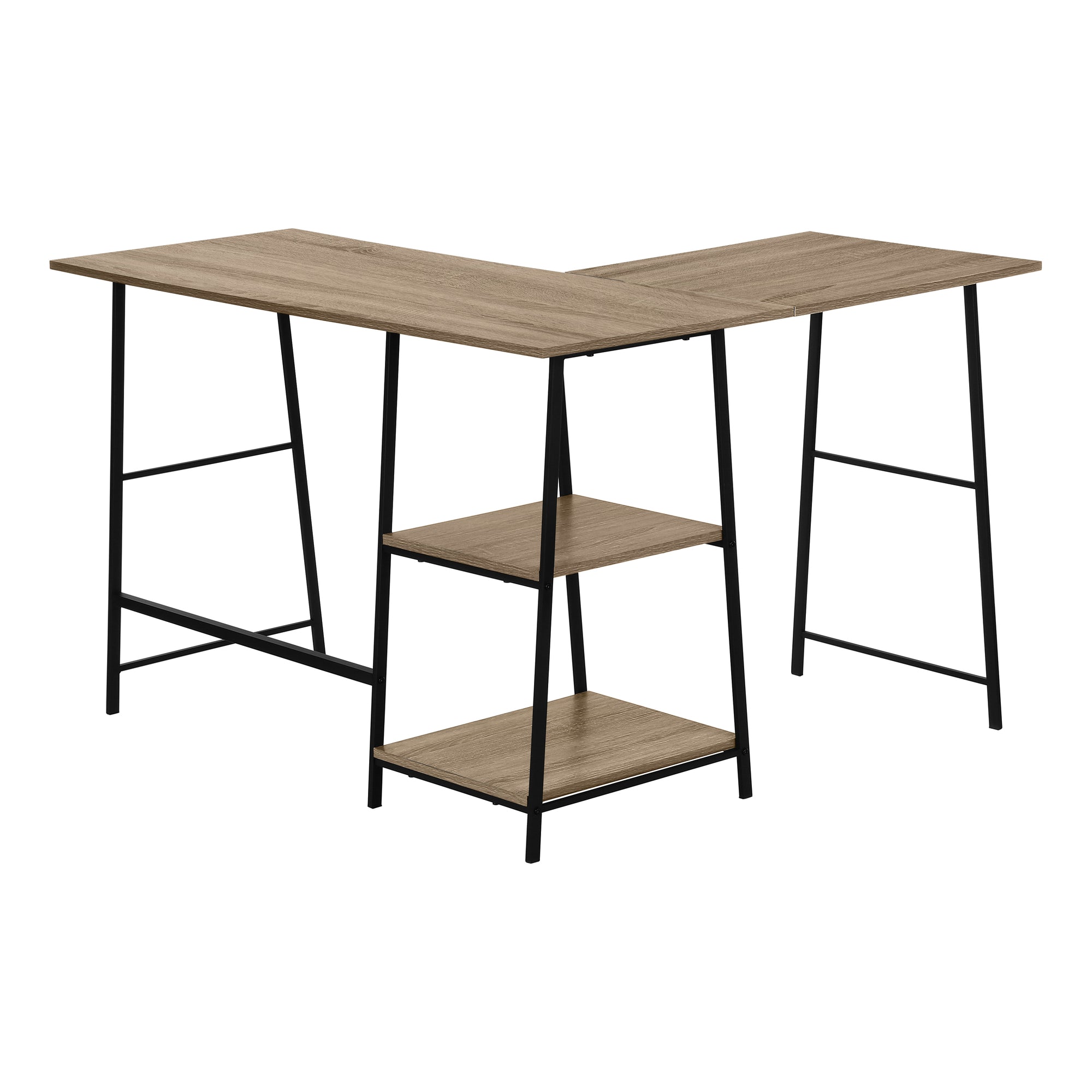 BUREAU D'ORDINATEUR - 48"L / DESSUS TAUPE FONCE / COIN METAL NOIR  ( Meuble Mtl )