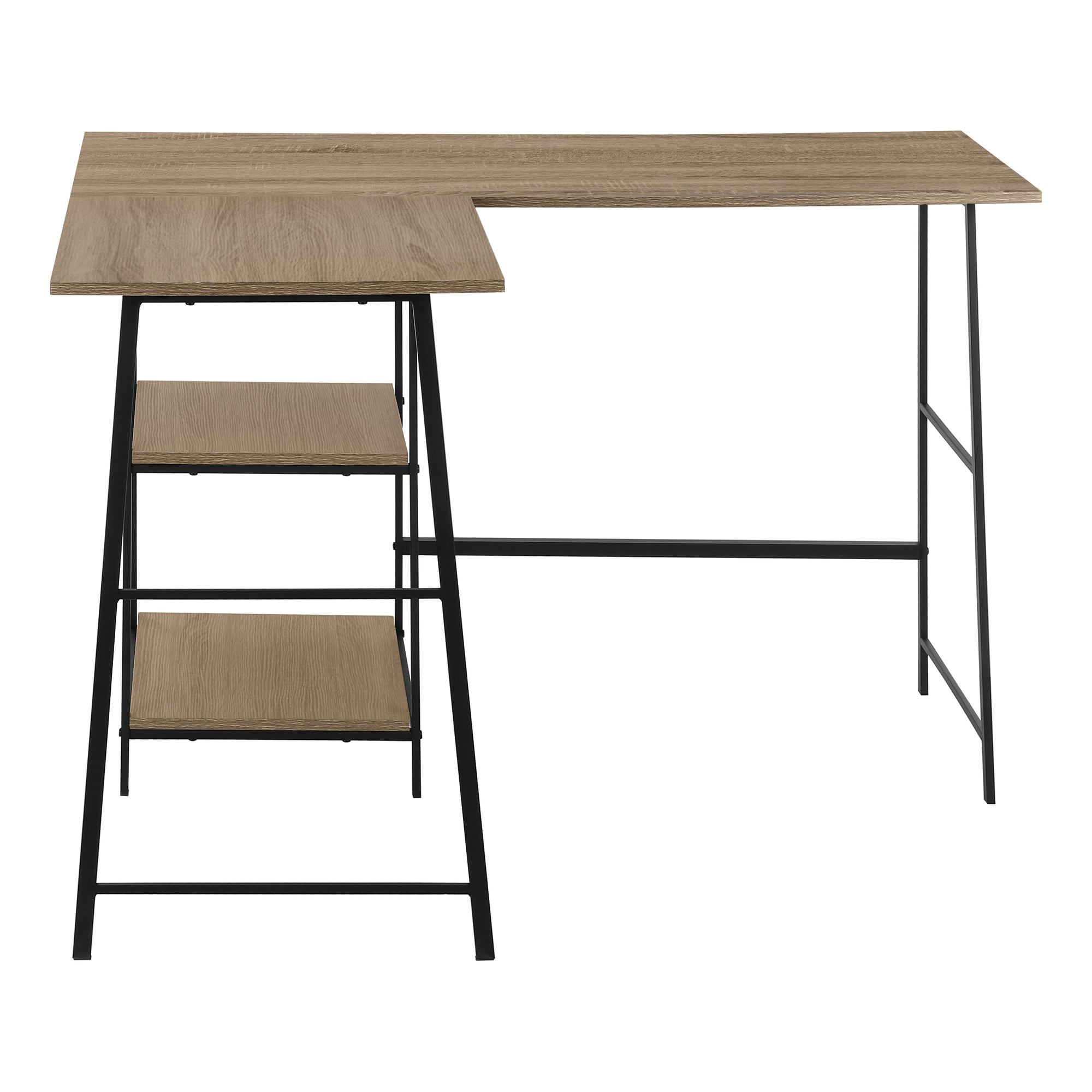 BUREAU D'ORDINATEUR - 48"L / DESSUS TAUPE FONCE / COIN METAL NOIR  ( Meuble Mtl )