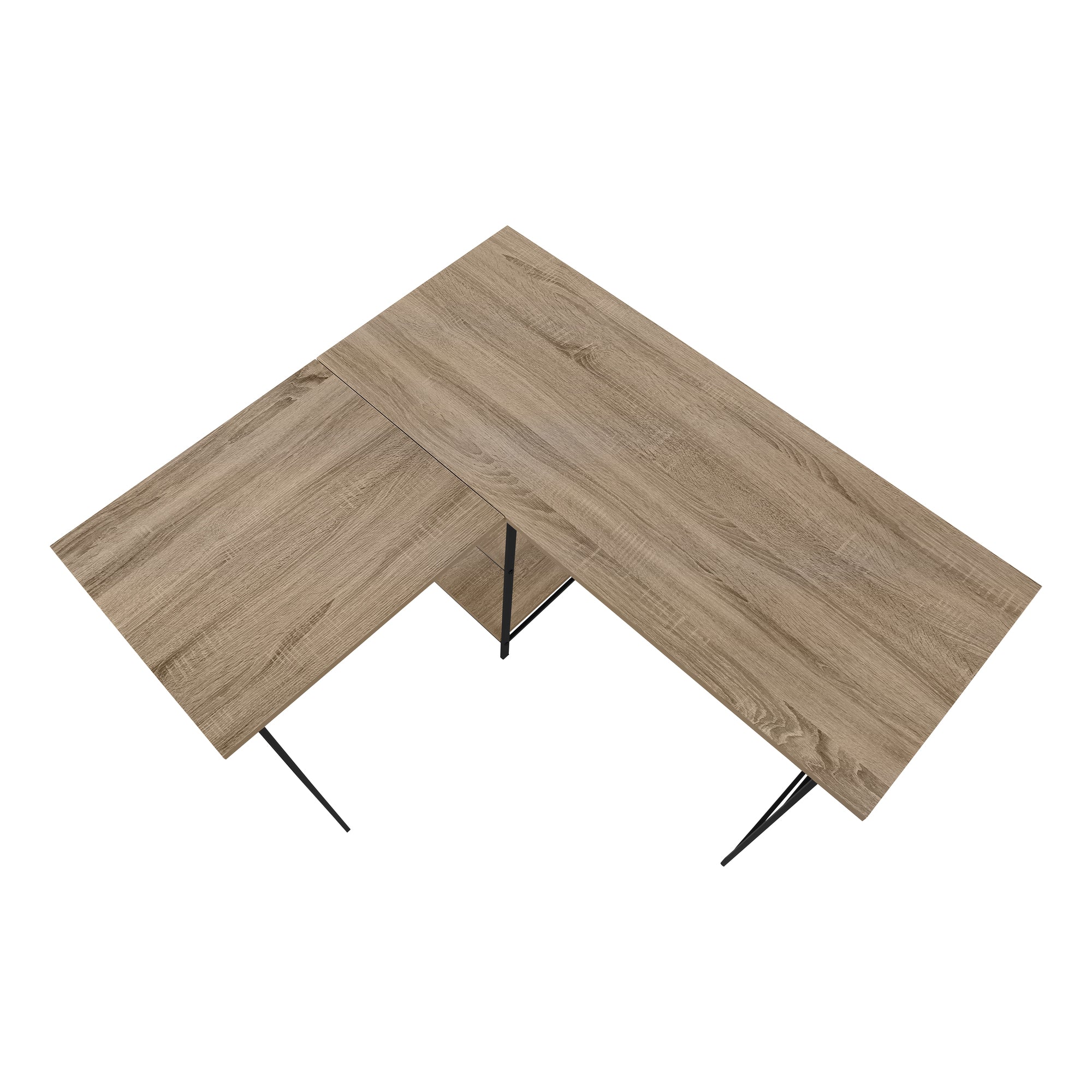 BUREAU D'ORDINATEUR - 48"L / DESSUS TAUPE FONCE / COIN METAL NOIR  ( Meuble Mtl )