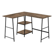 BUREAU D'ORDINATEUR - 48"L/ RÉCUPÉRATION BRUN/ COIN MÉTAL NOIR ( Meuble Mtl )