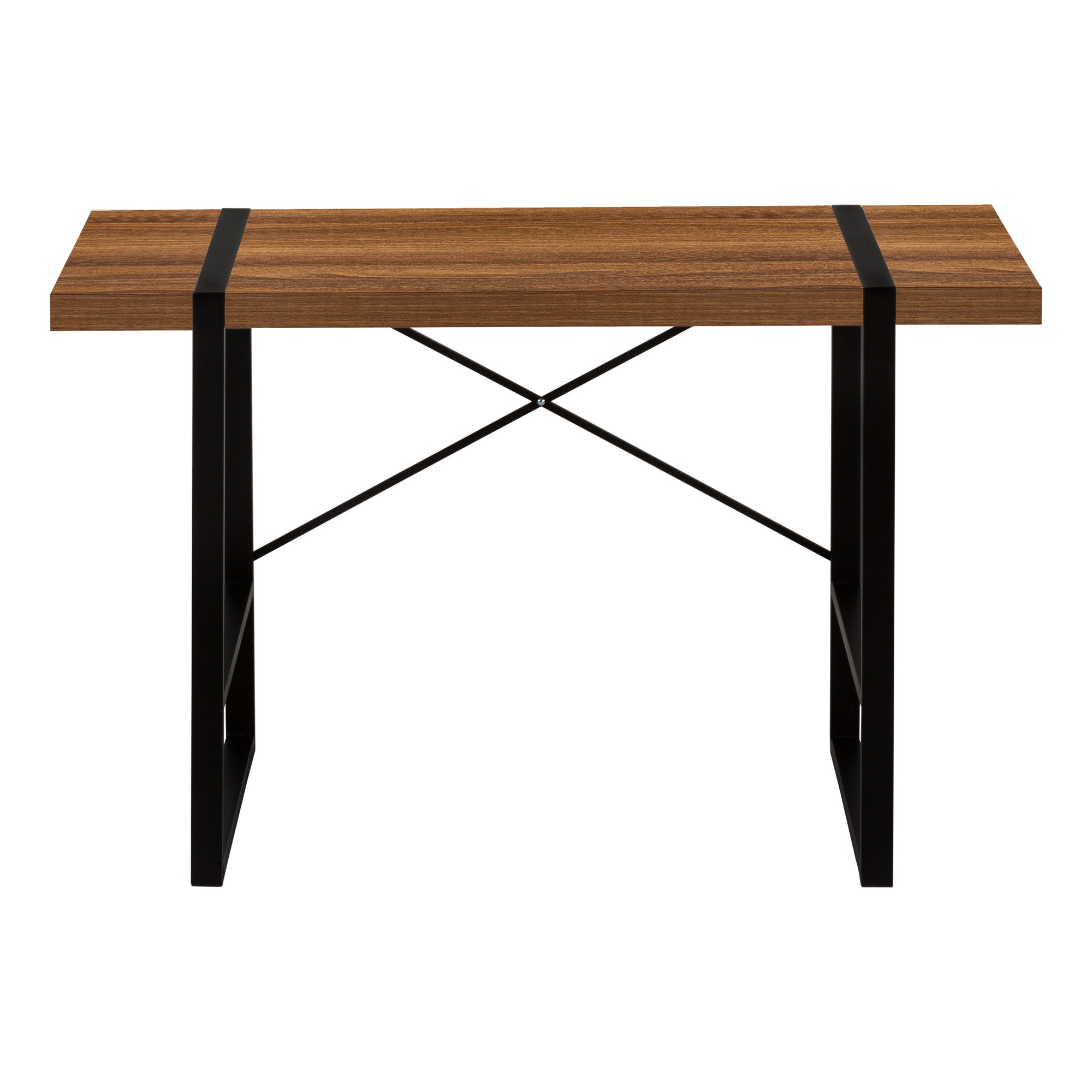BUREAU D'ORDINATEUR - 48"L / NOYER / METAL NOIR ( Meuble Mtl )