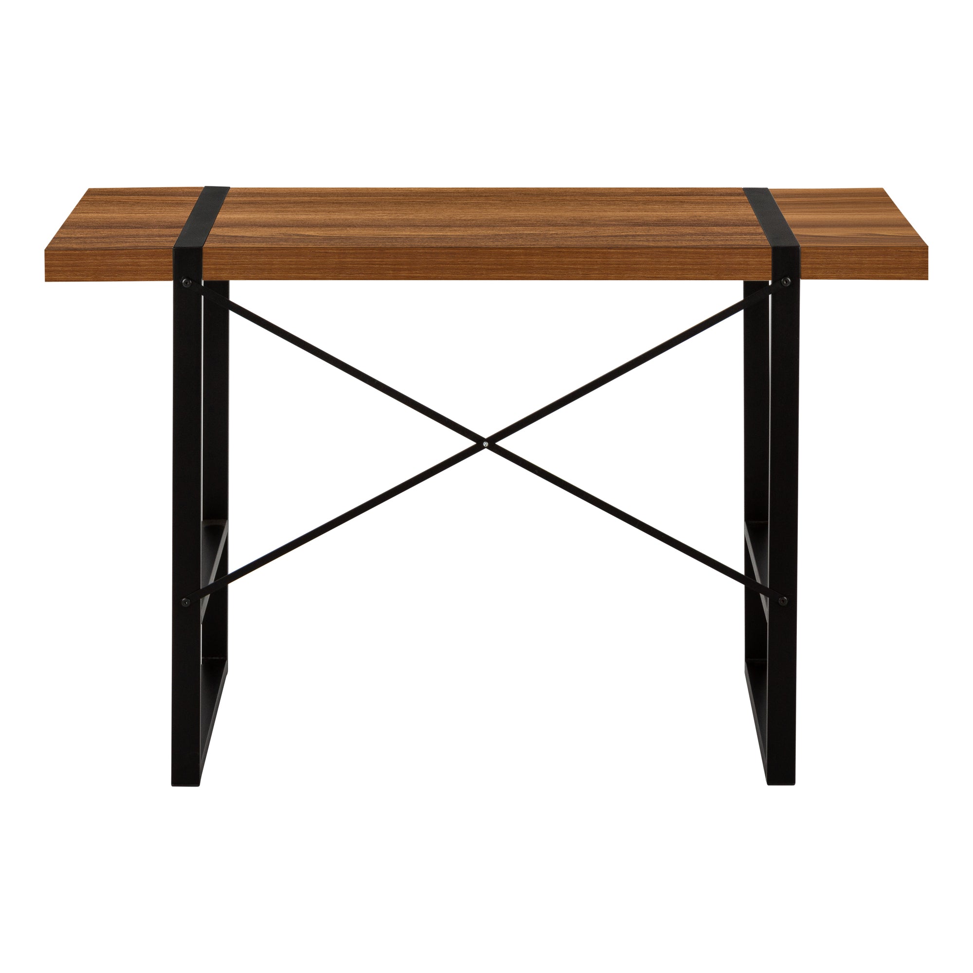 BUREAU D'ORDINATEUR - 48"L / NOYER / METAL NOIR ( Meuble Mtl )