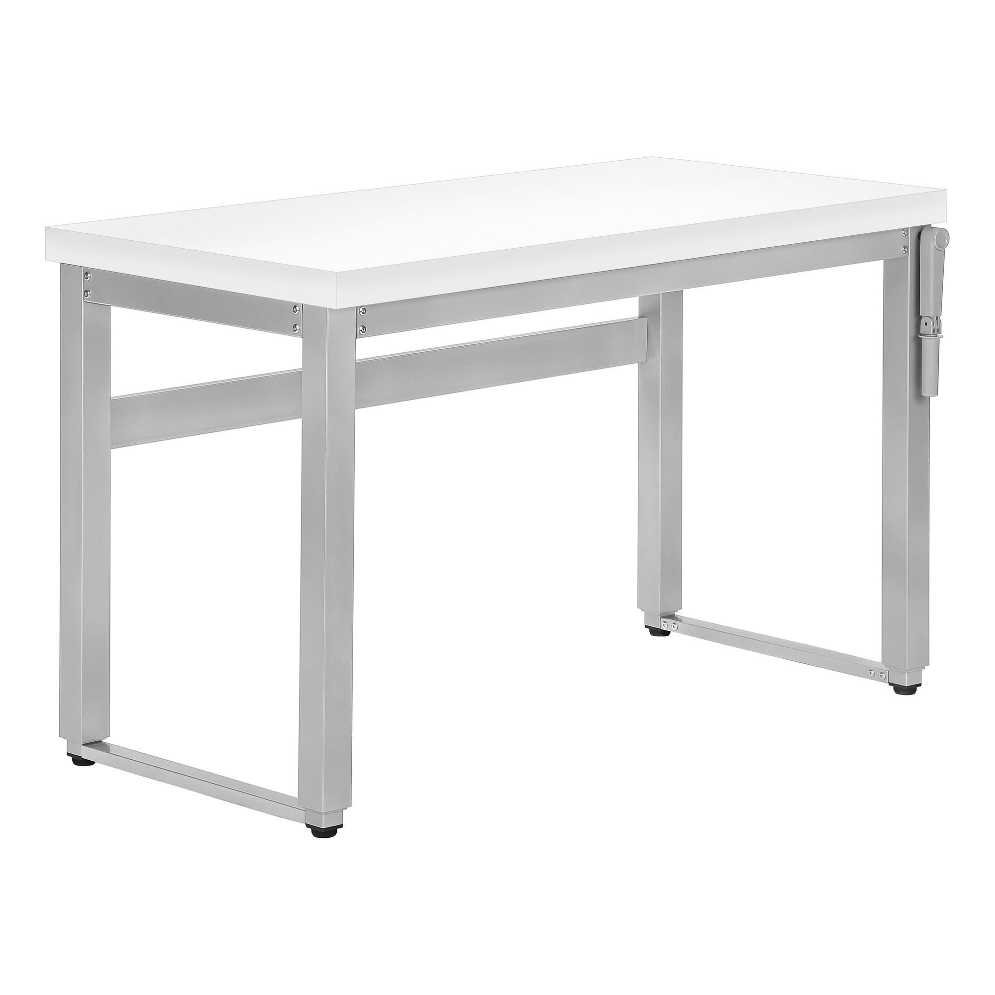 BUREAU D'ORDINATEUR - 48"L / BLANC / HAUTEUR AJUSTABLE/ METAL ARGENT ( Meuble Mtl )