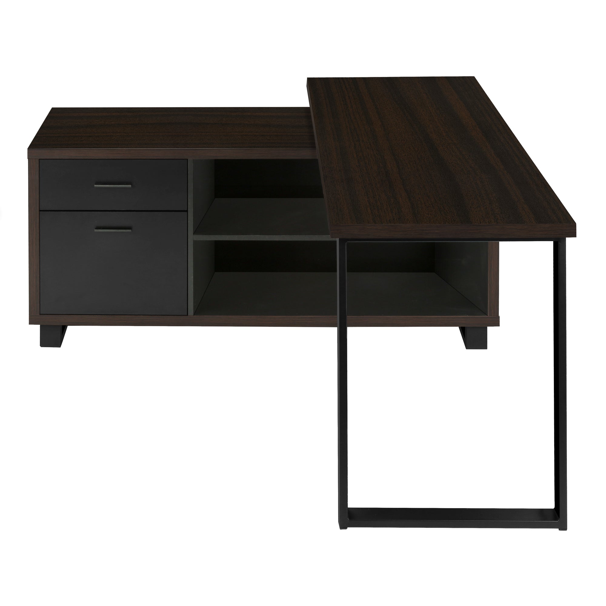 BUREAU D'ORDINATEUR - 72"L ESPRESSO / COIN EXÉCUTIF NOIR ( Meuble Mtl )
