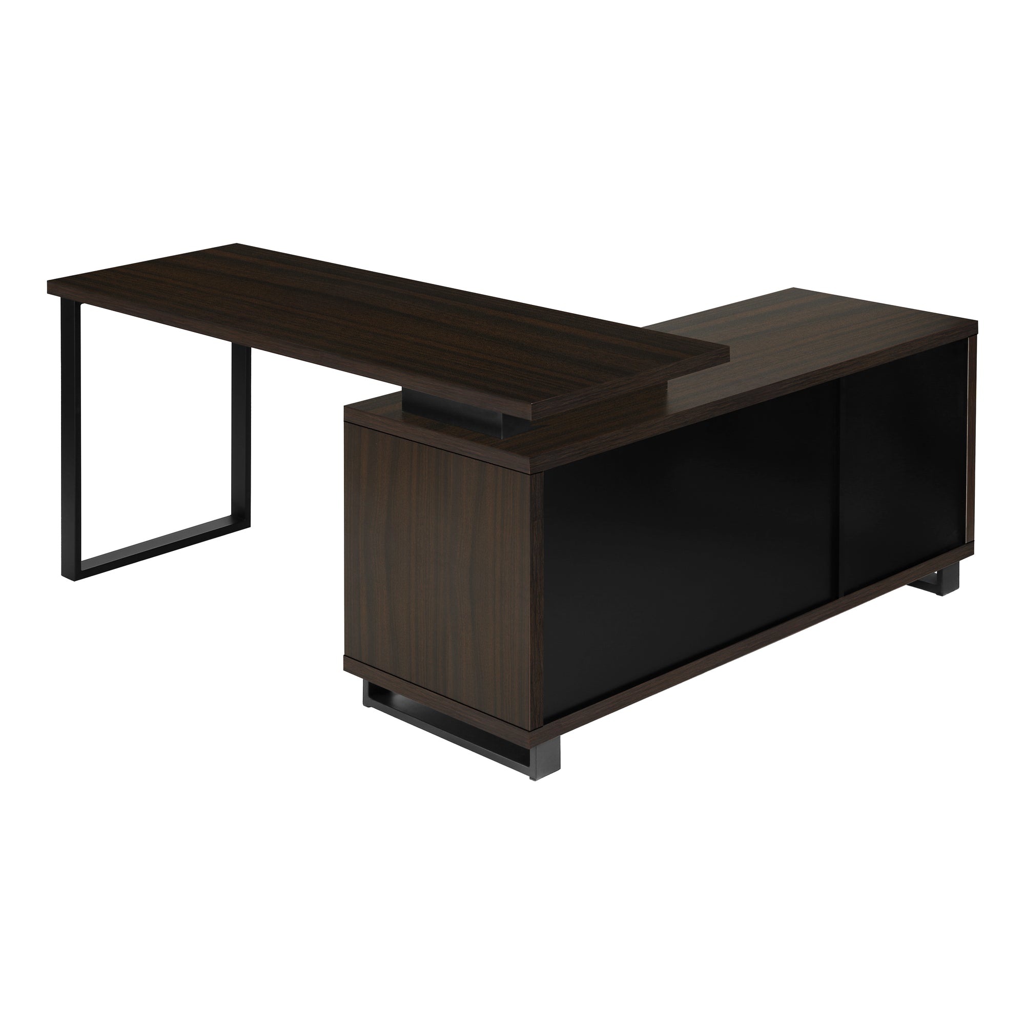 BUREAU D'ORDINATEUR - 72"L ESPRESSO / COIN EXÉCUTIF NOIR ( Meuble Mtl )