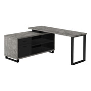 BUREAU D'ORDINATEUR - 72"L BÉTON GRIS/COIN EXÉCUTIF NOIR ( Meuble Mtl )