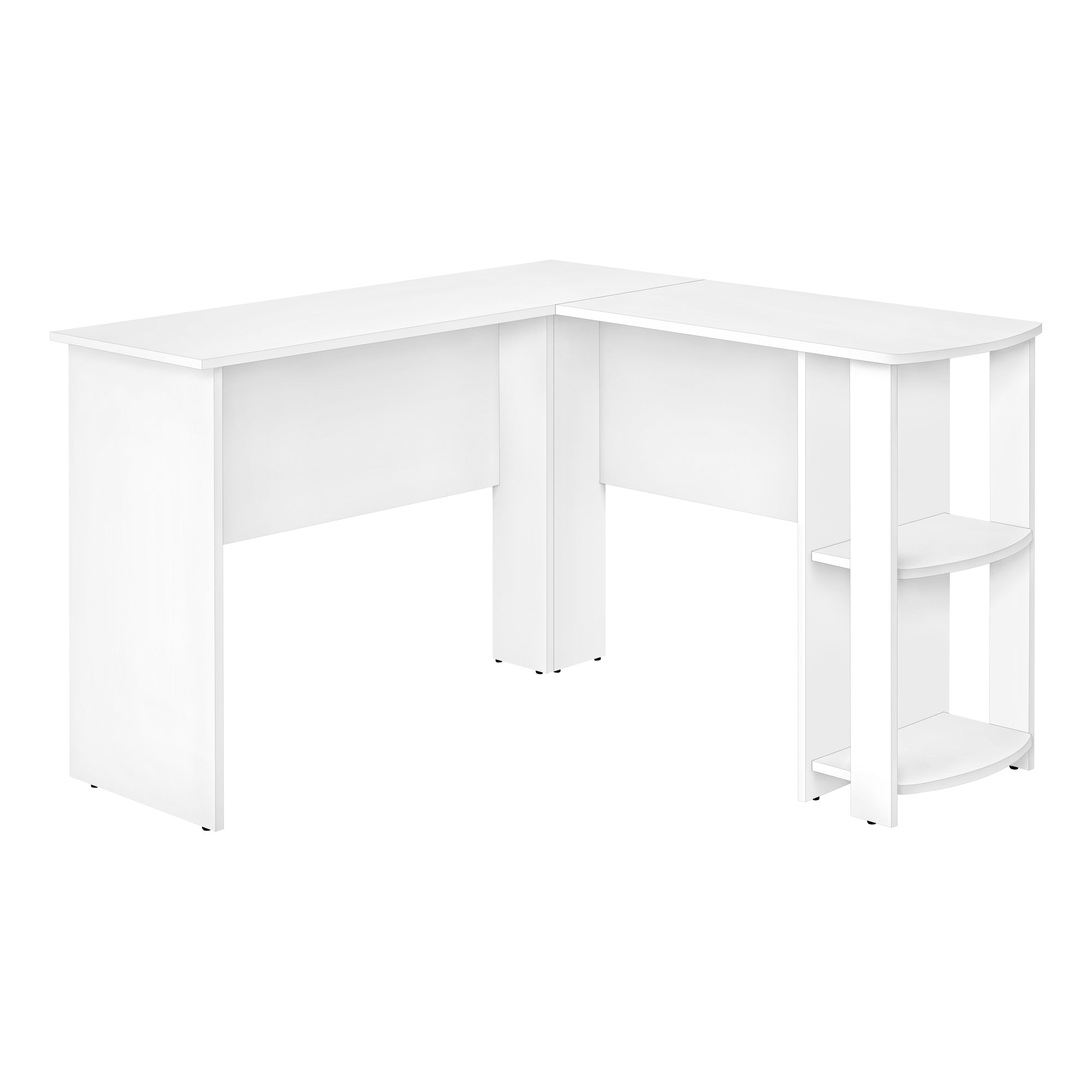 BUREAU ORDINATEUR - COIN EN L BLANC / 2 ÉTAGÈRES ( Meuble Mtl )