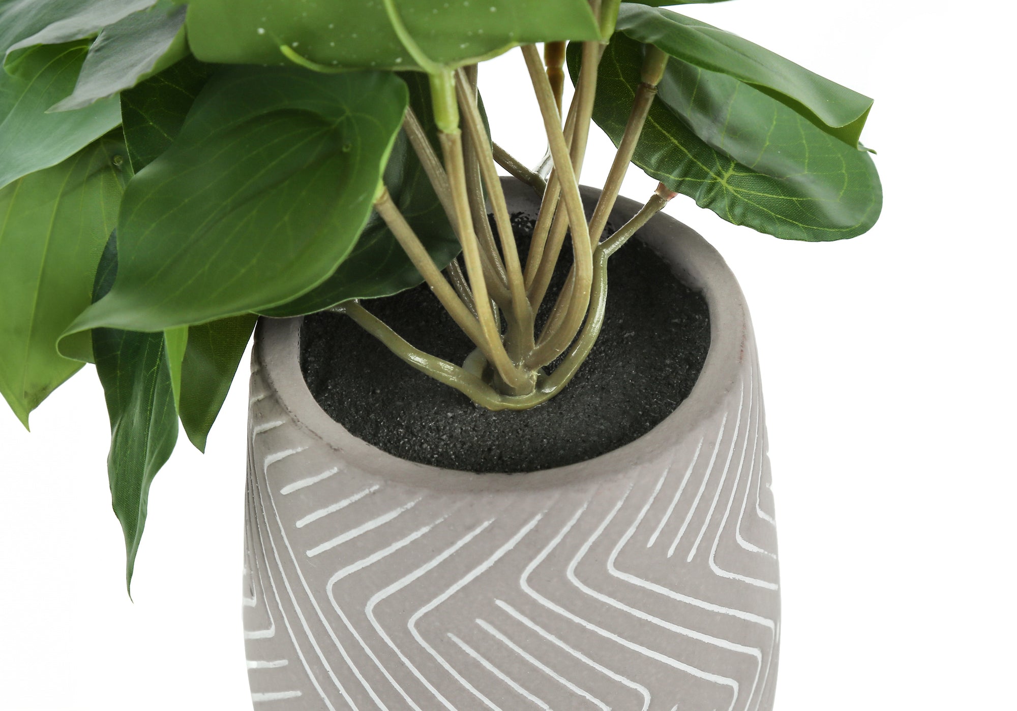 PLANTE ARTIFICIELLE - 2PCS / 8"H ALOCASIA / POT 5" CIMENT